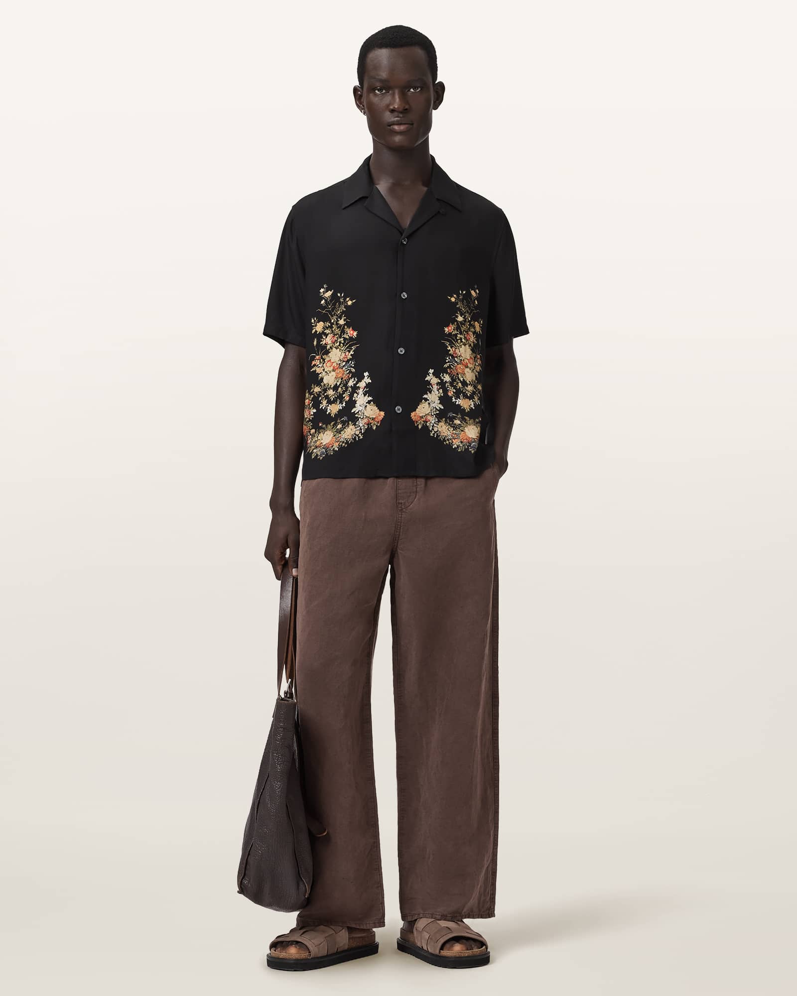 AllSaints Viscose Parsons Short Sleeve Boxy Shirt, Size: L