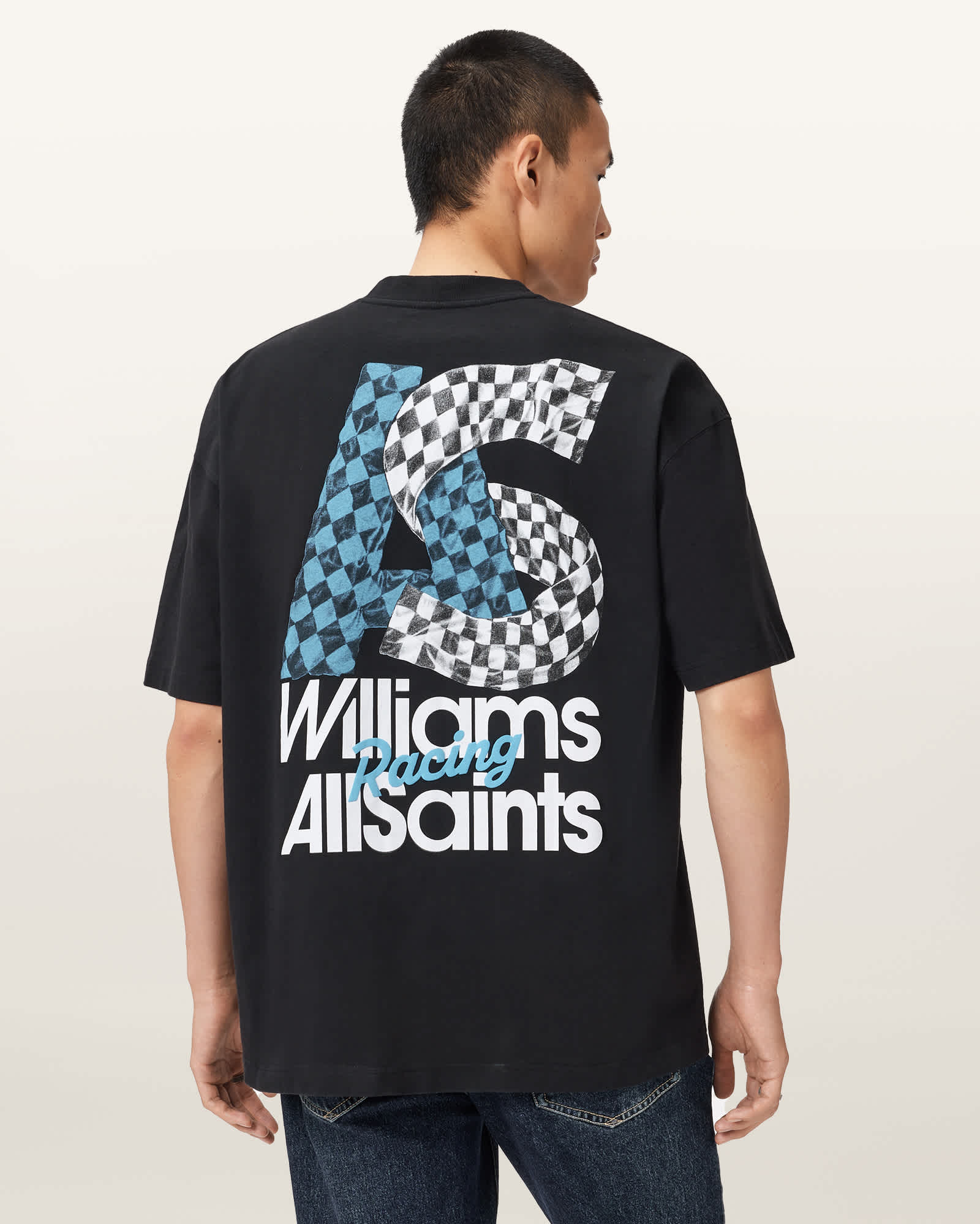 AllSaints Men's Williams X AllSaints Pole Crew Neck T-Shirt, Black, Size: XL