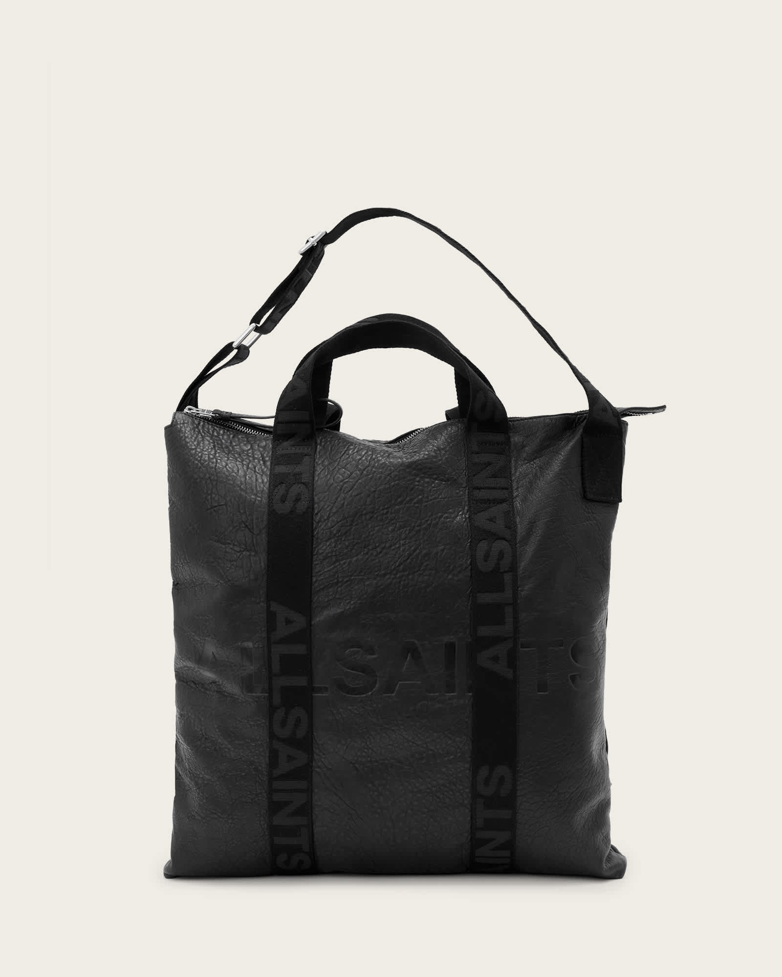 Allsaints Kei Leather Multi-use Backpack In Black