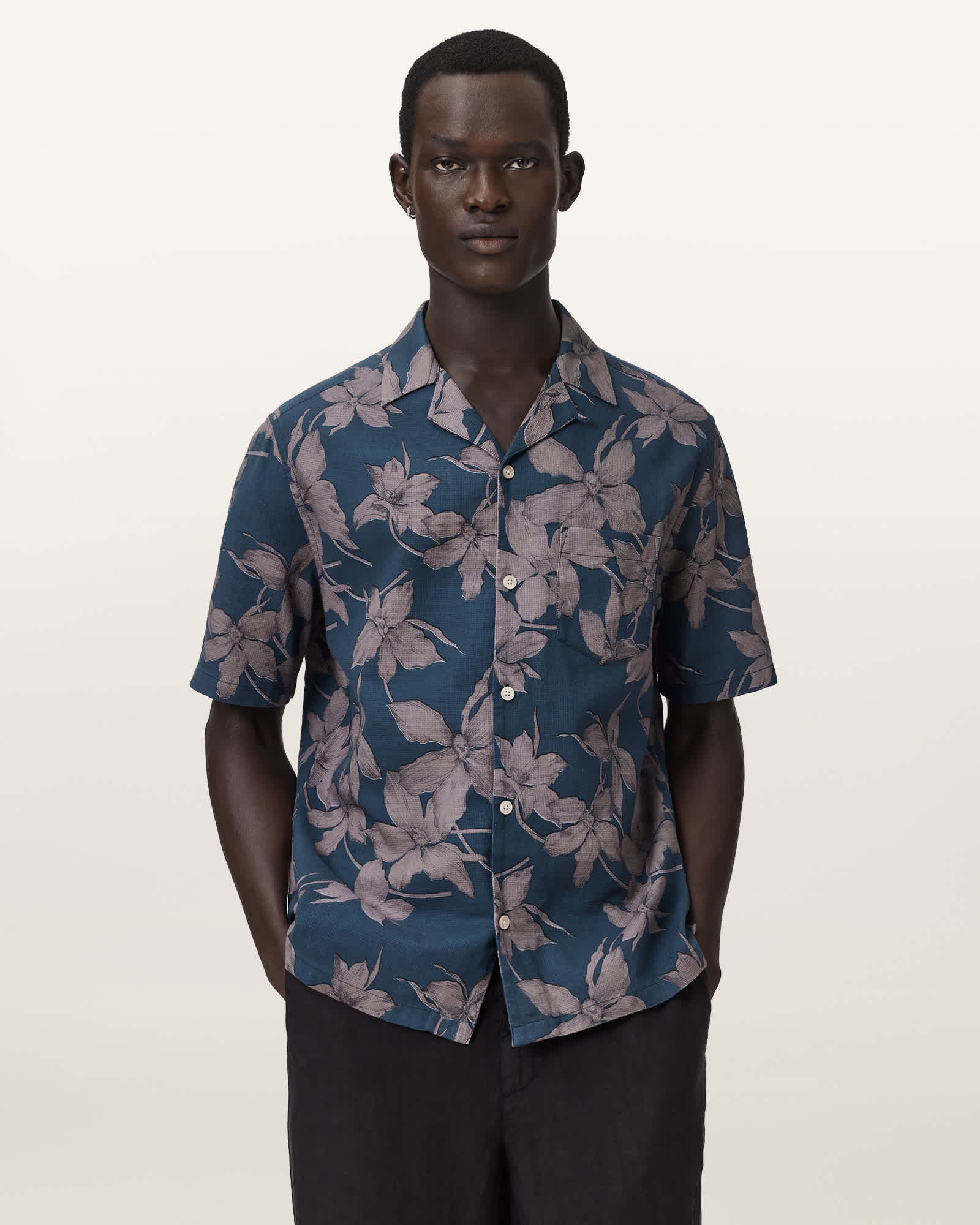AllSaints Cotton Parterre Relaxed Fit Short Sleeve Shirt, Size: XXL