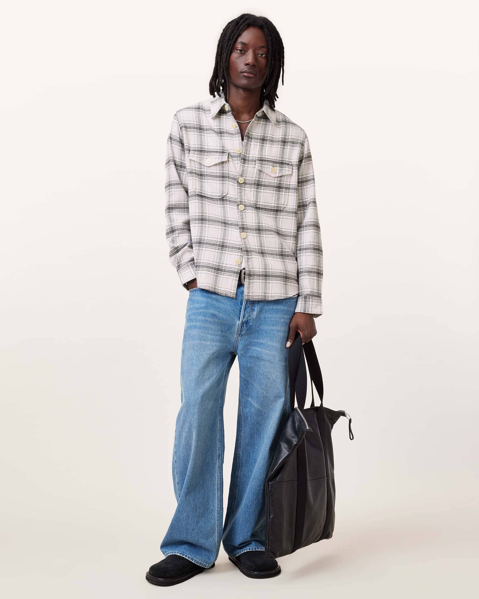 AllSaints Hamura Checked Relaxed Fit Shirt