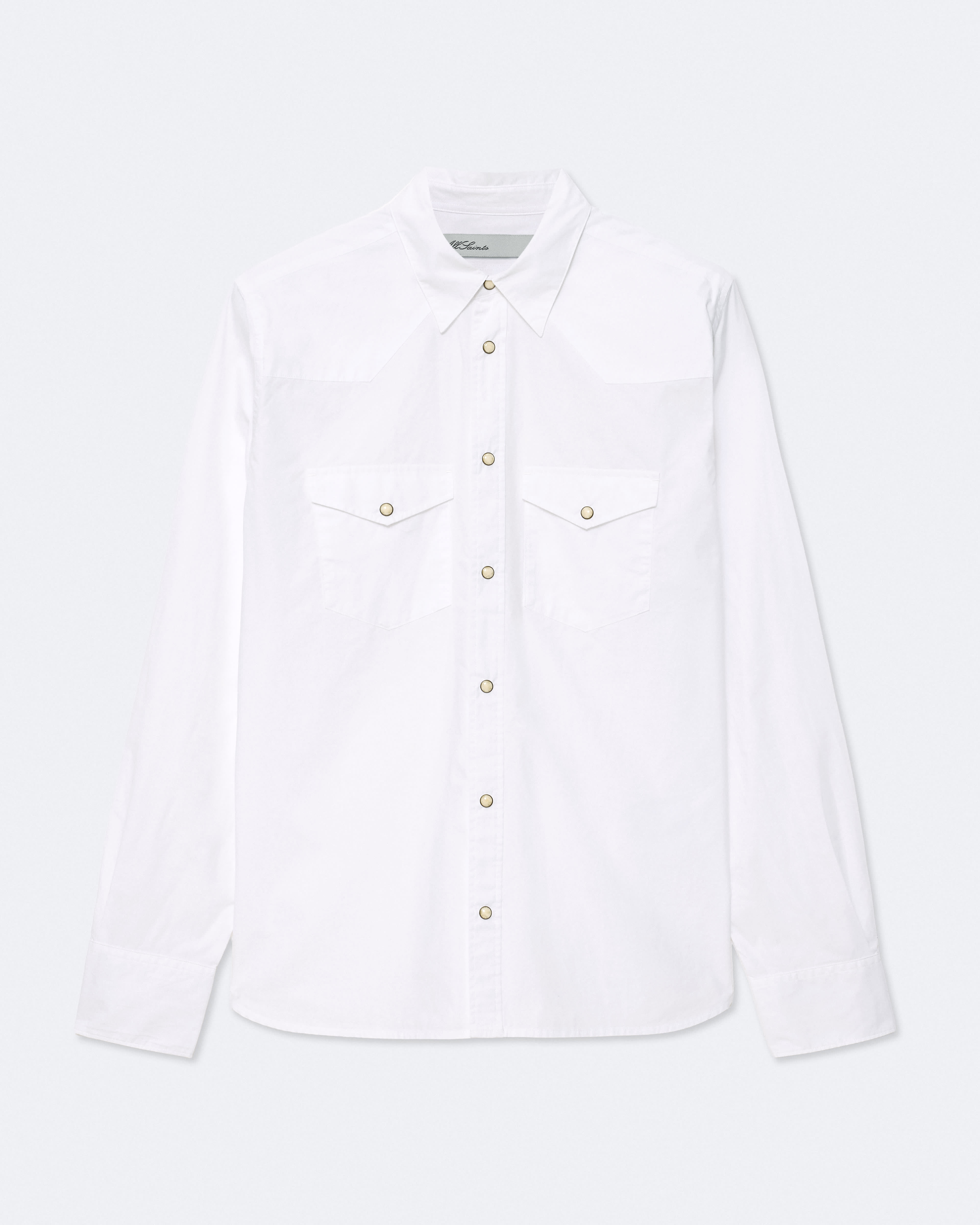 AllSaints Men's Kenil Regular-Fit Cotton-Poplin Shirt, White, Size: S