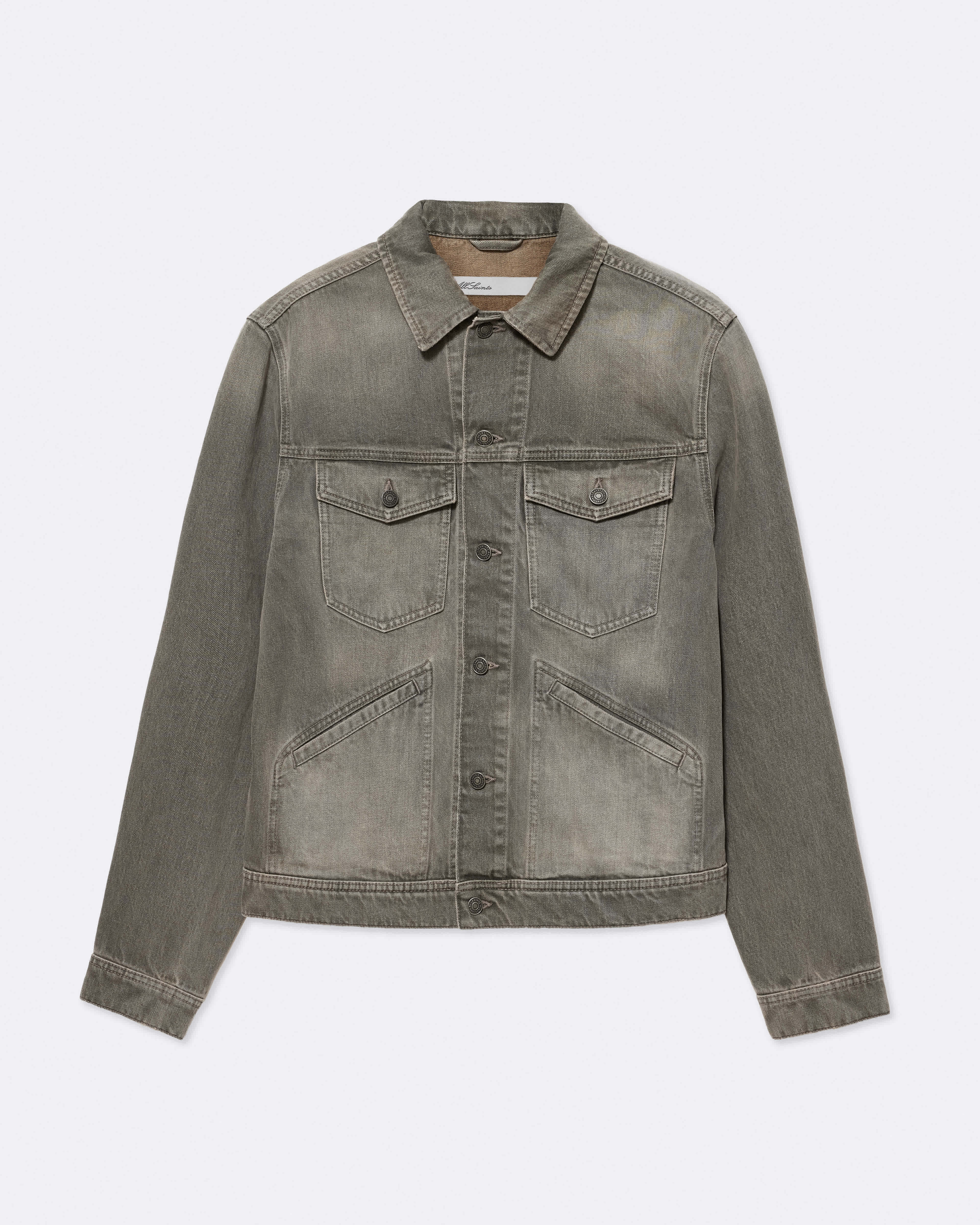 AllSaints Men's Regular-Fit Denim Trucker Jacket, Grey, Size: S