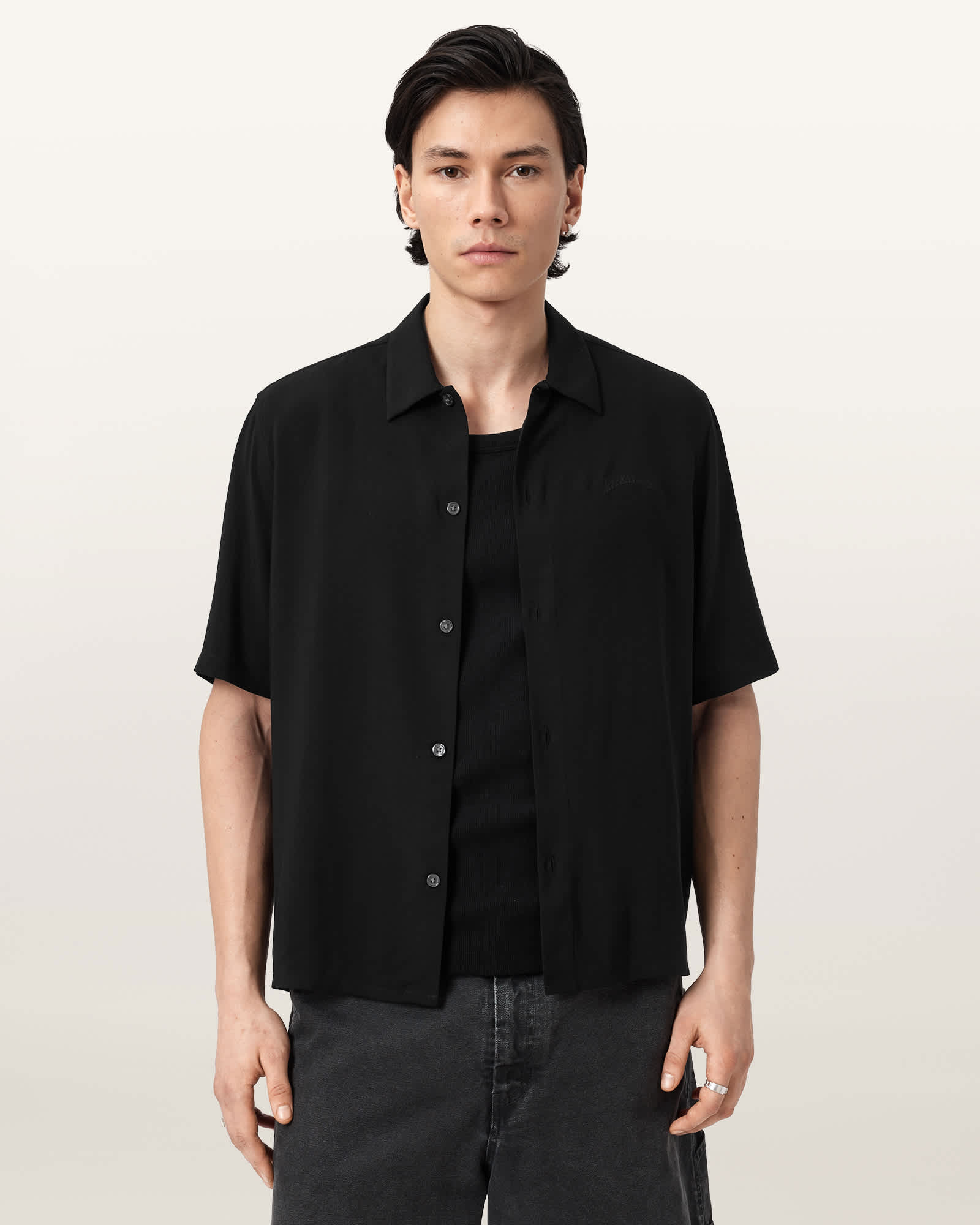 Allsaints Men's Baron Embroidered Boxy Shirt - Size  L