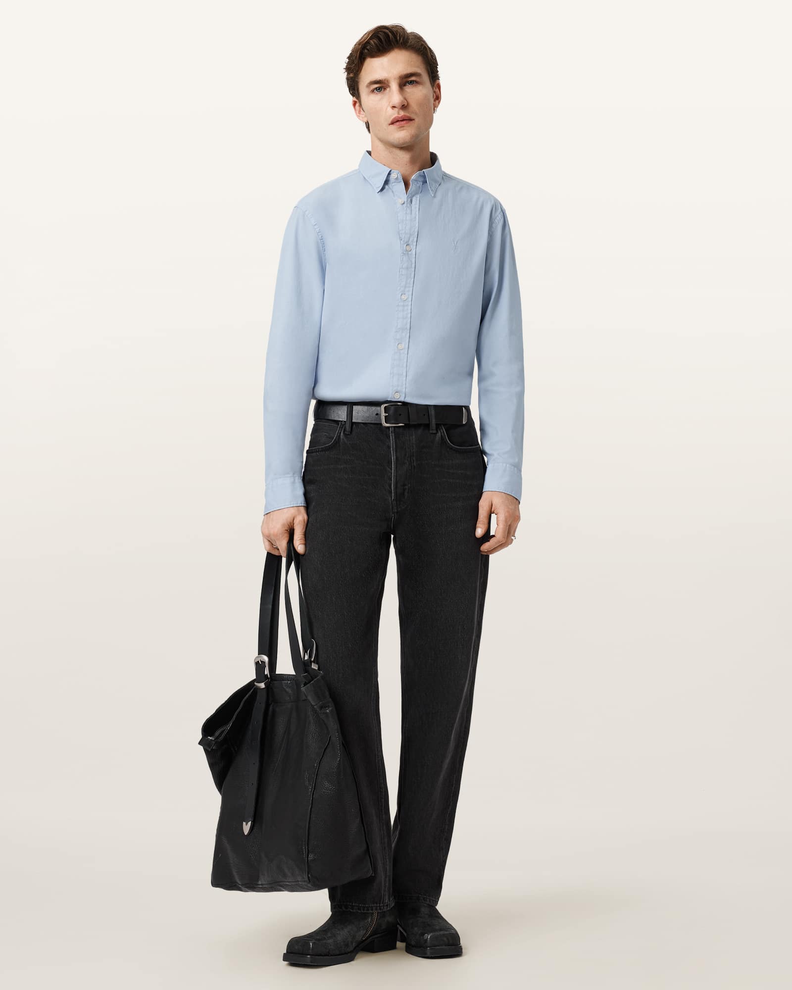 AllSaints Hawthorne Ramskull Stretch Fit Shirt,, Villa Blue