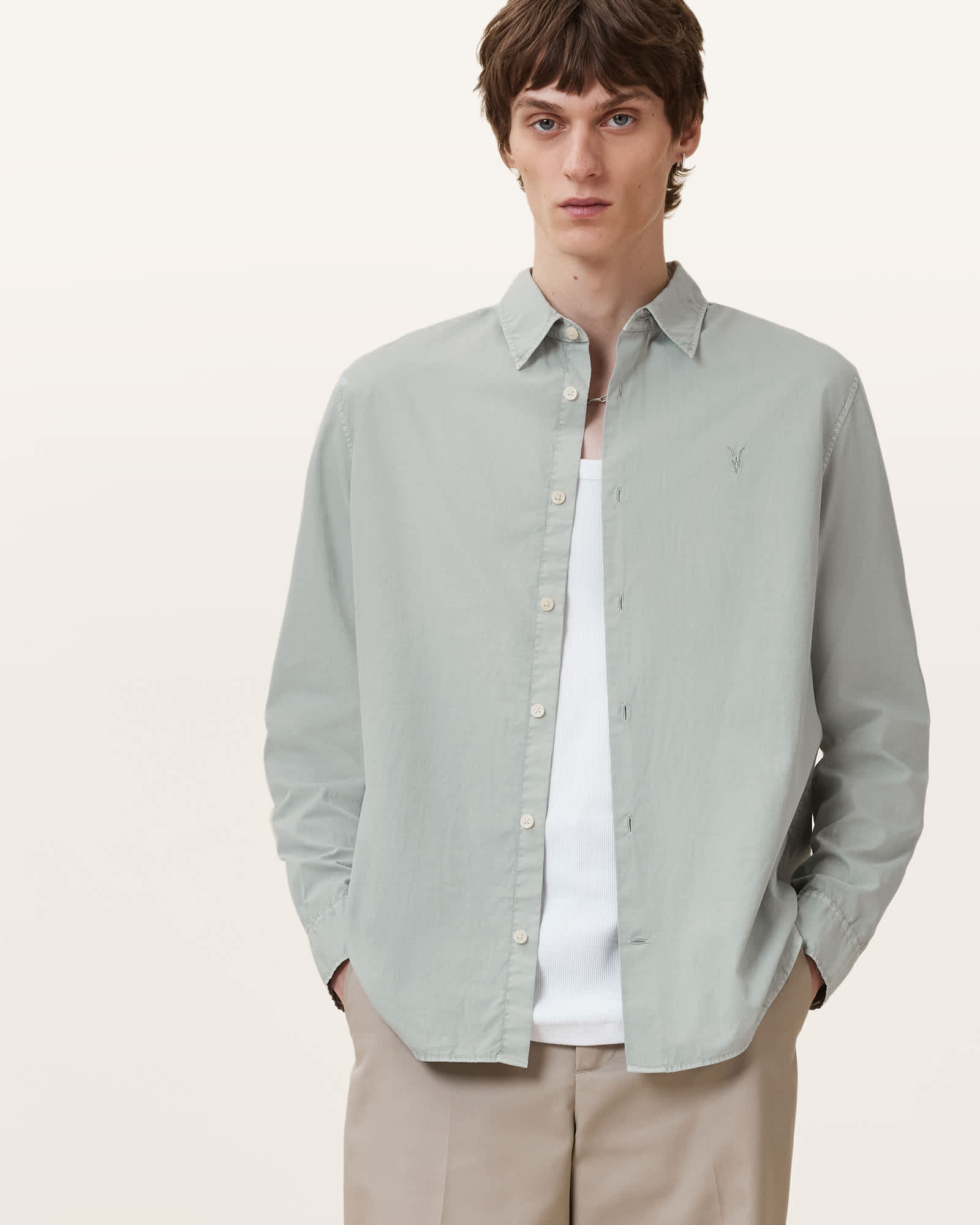 AllSaints Men's Tahoe Garment Dyed Relaxed Fit Shirt