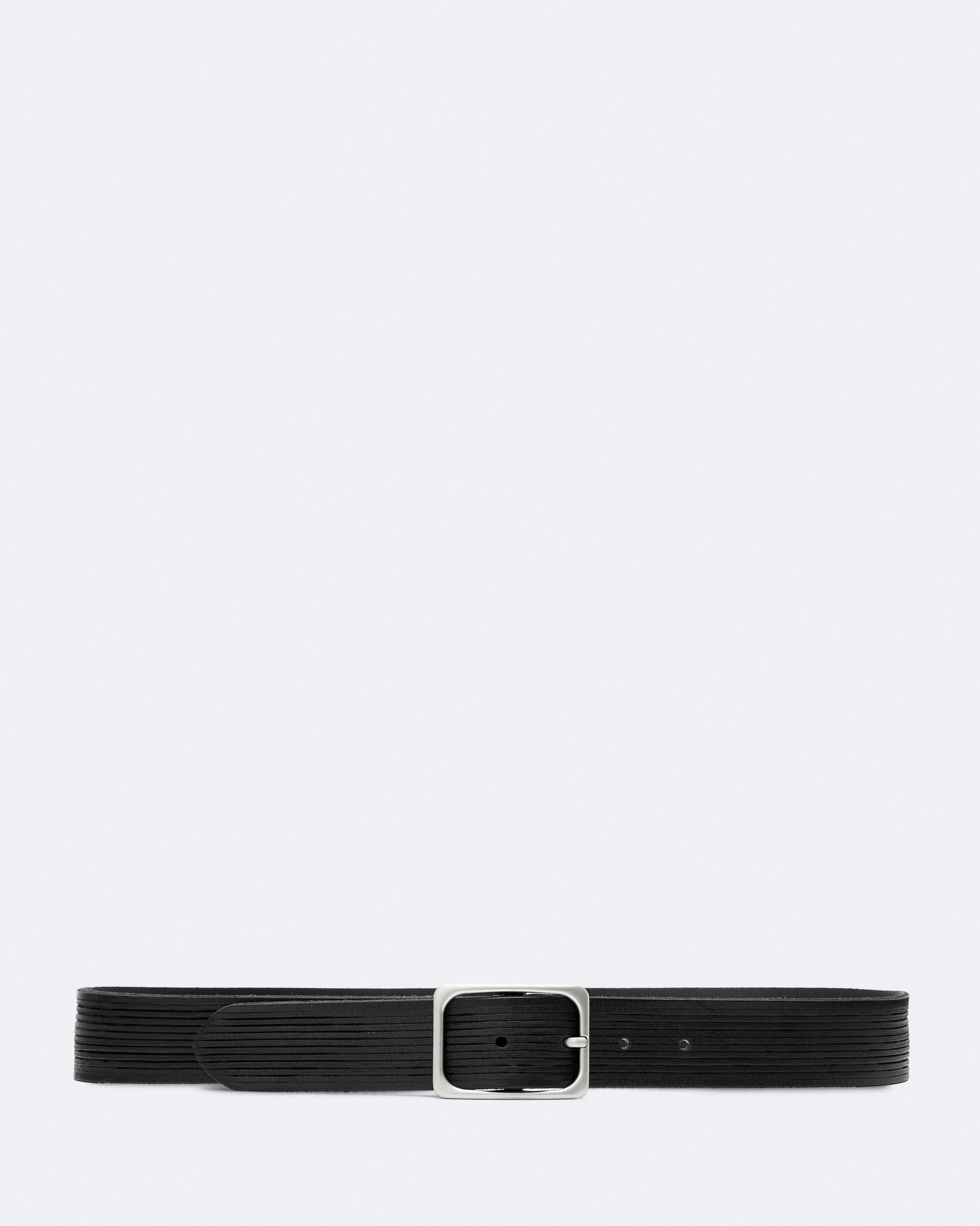 AllSaints Men's Oakes Leather Belt, Black, Size: 36