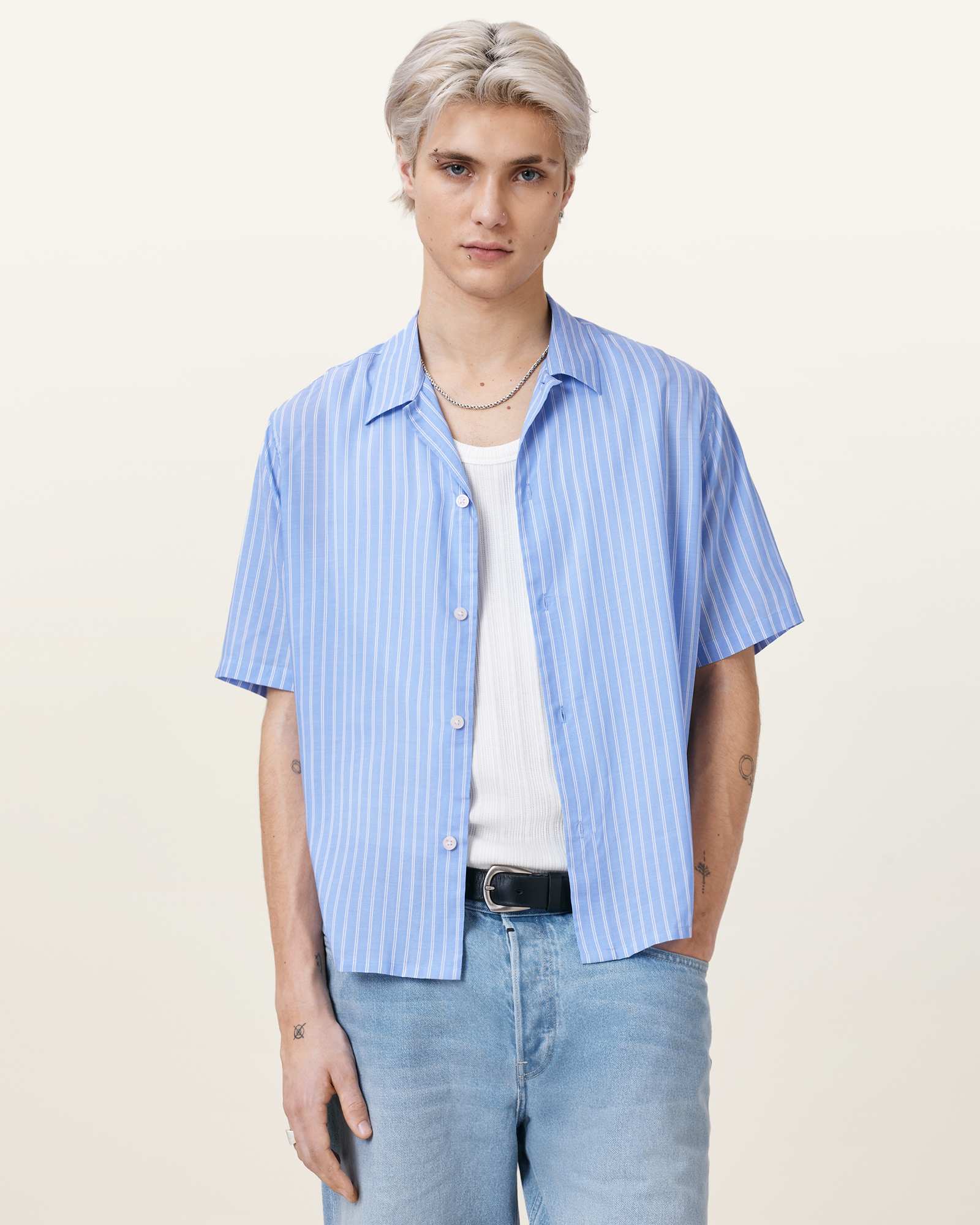 AllSaints Arran Short Sleeve Shirt,, Blue