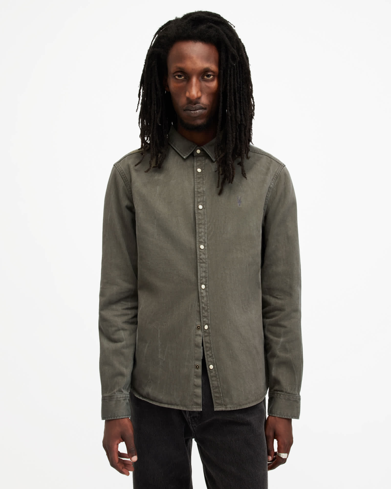 AllSaints Men's Staveley Ramskull Embroidered Shirt
