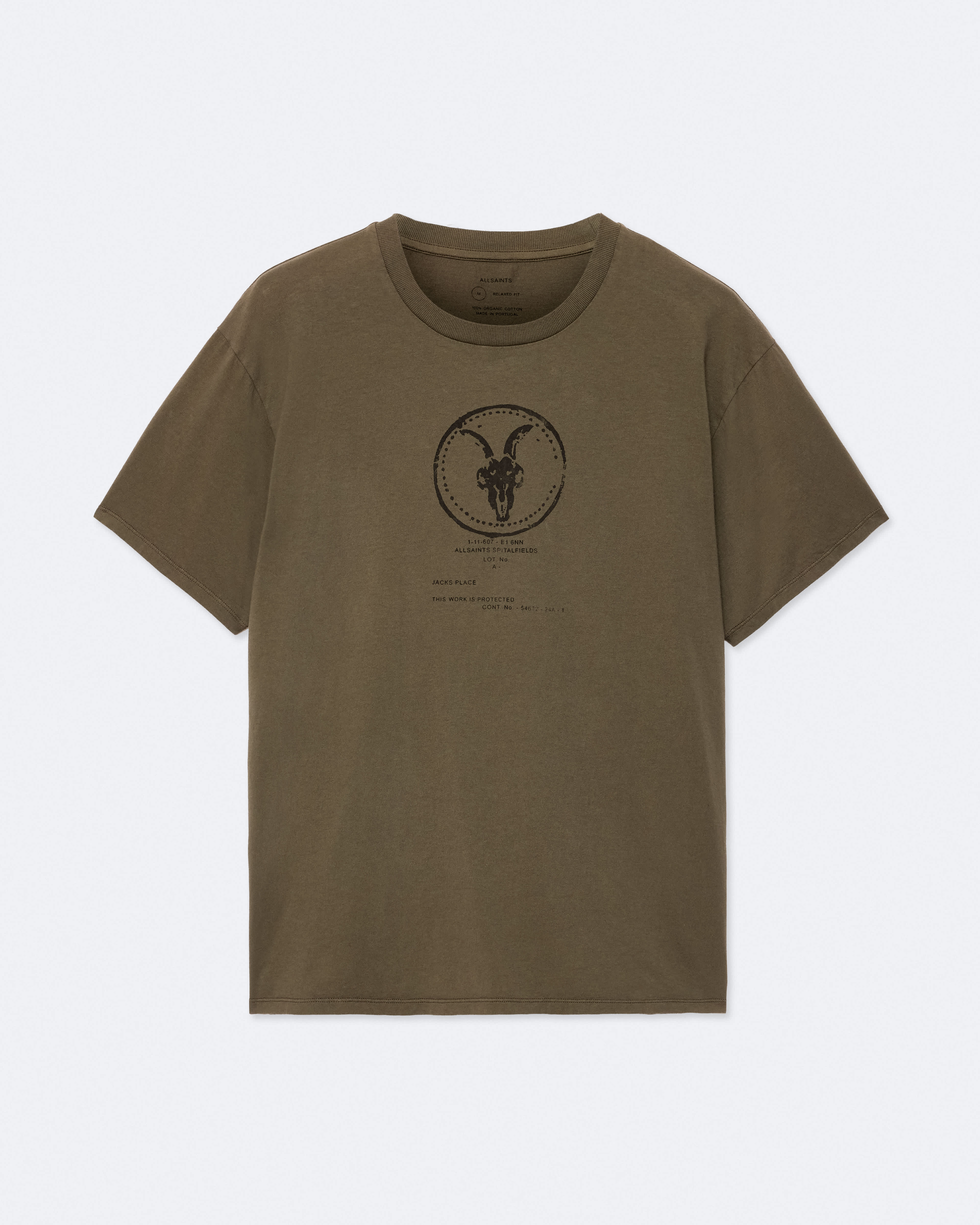 Allsaints Men's Tier Regular-Fit Graphic T-Shirt Khaki Size Xs