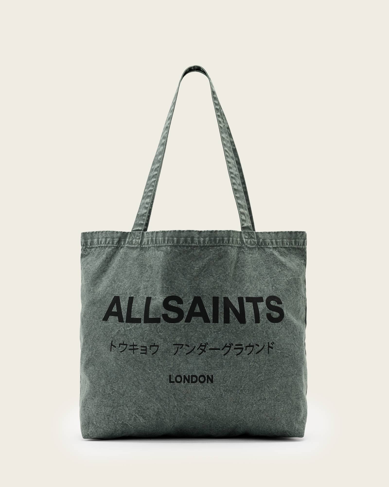 AllSaints Underground Logo Printed Tote Bag,, Garnet Green