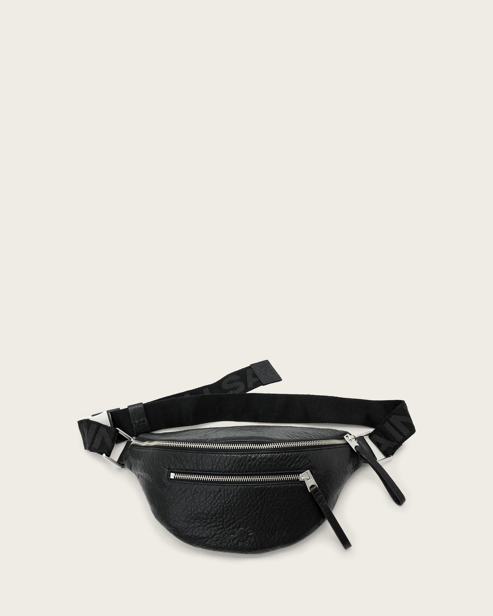 Allsaints Itoko Leather Bum Bag In Black