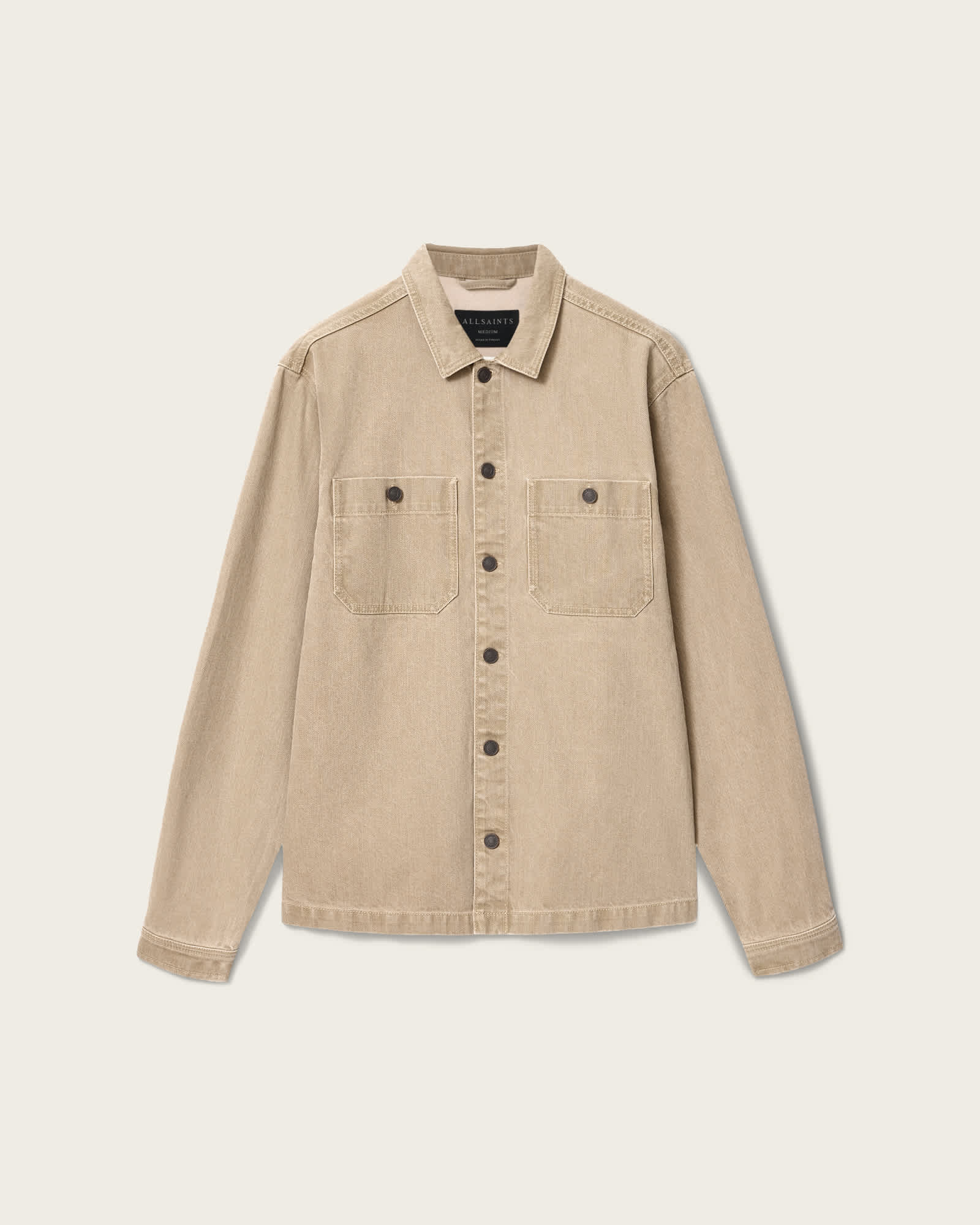 AllSaints Drift Relaxed Fit Denim Jacket, Brown, Size: L