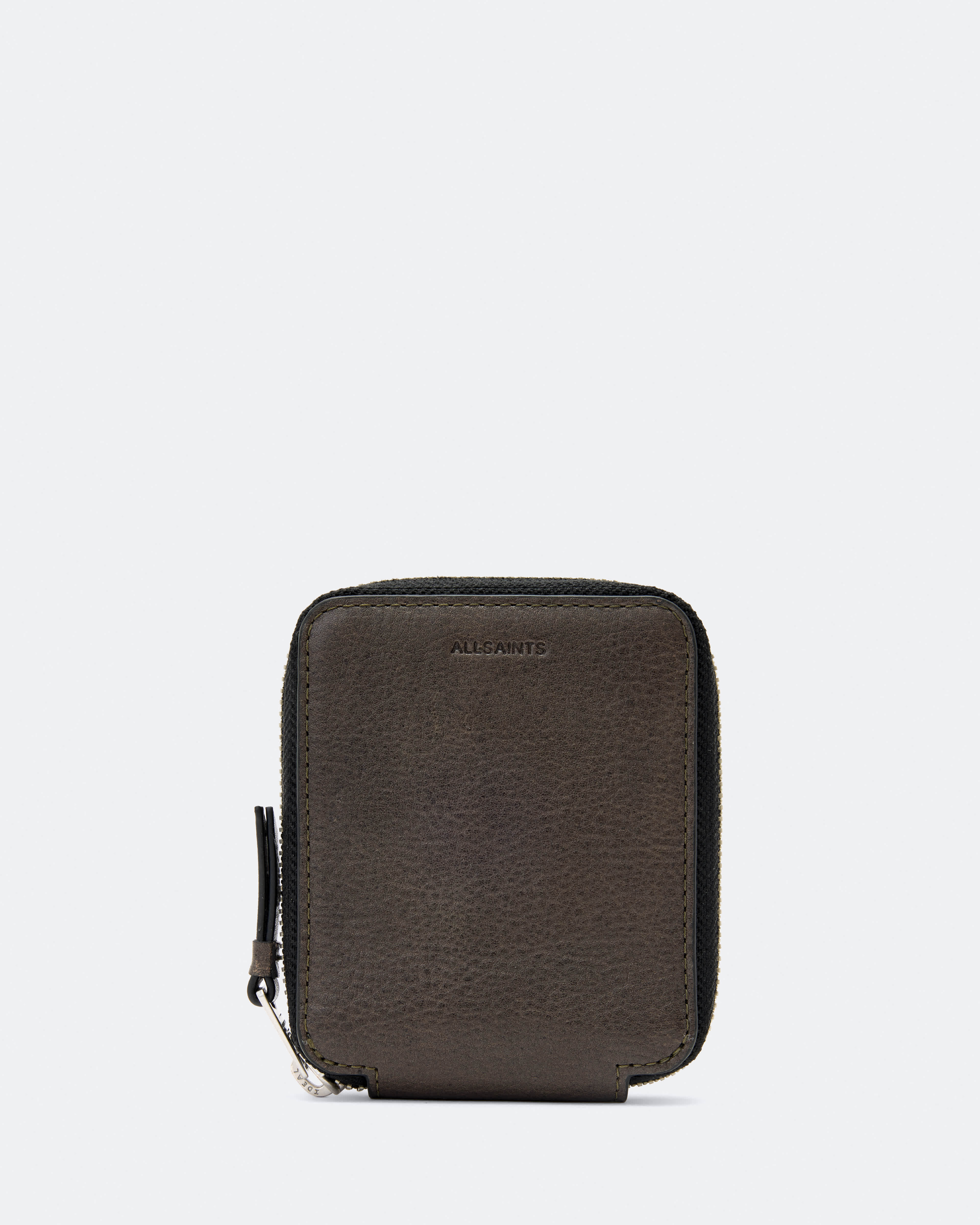 AllSaints Men’s Clymer Leather Zip-Up Wallet, One Size