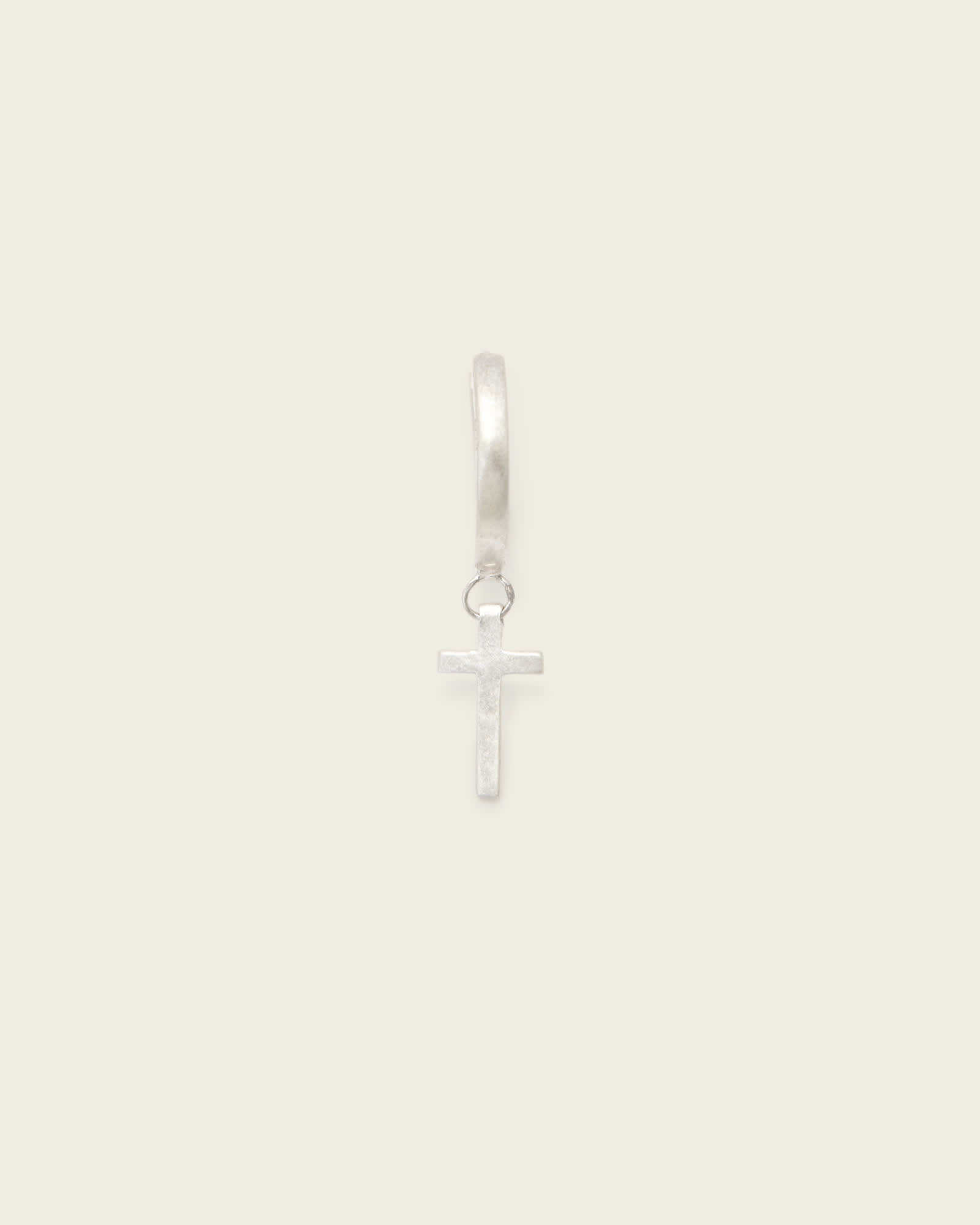 AllSaints Sterling Silver Gabe Cross Slim Huggie Earrings, Size: One Size