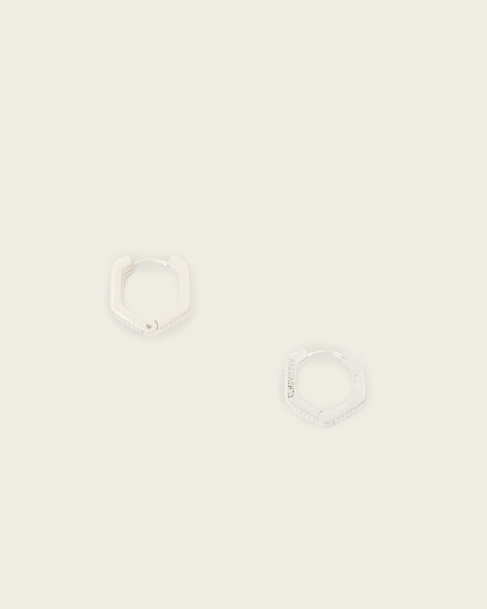 AllSaints Sterling Silver Otto Wide Hex Earrings, Size: One Size