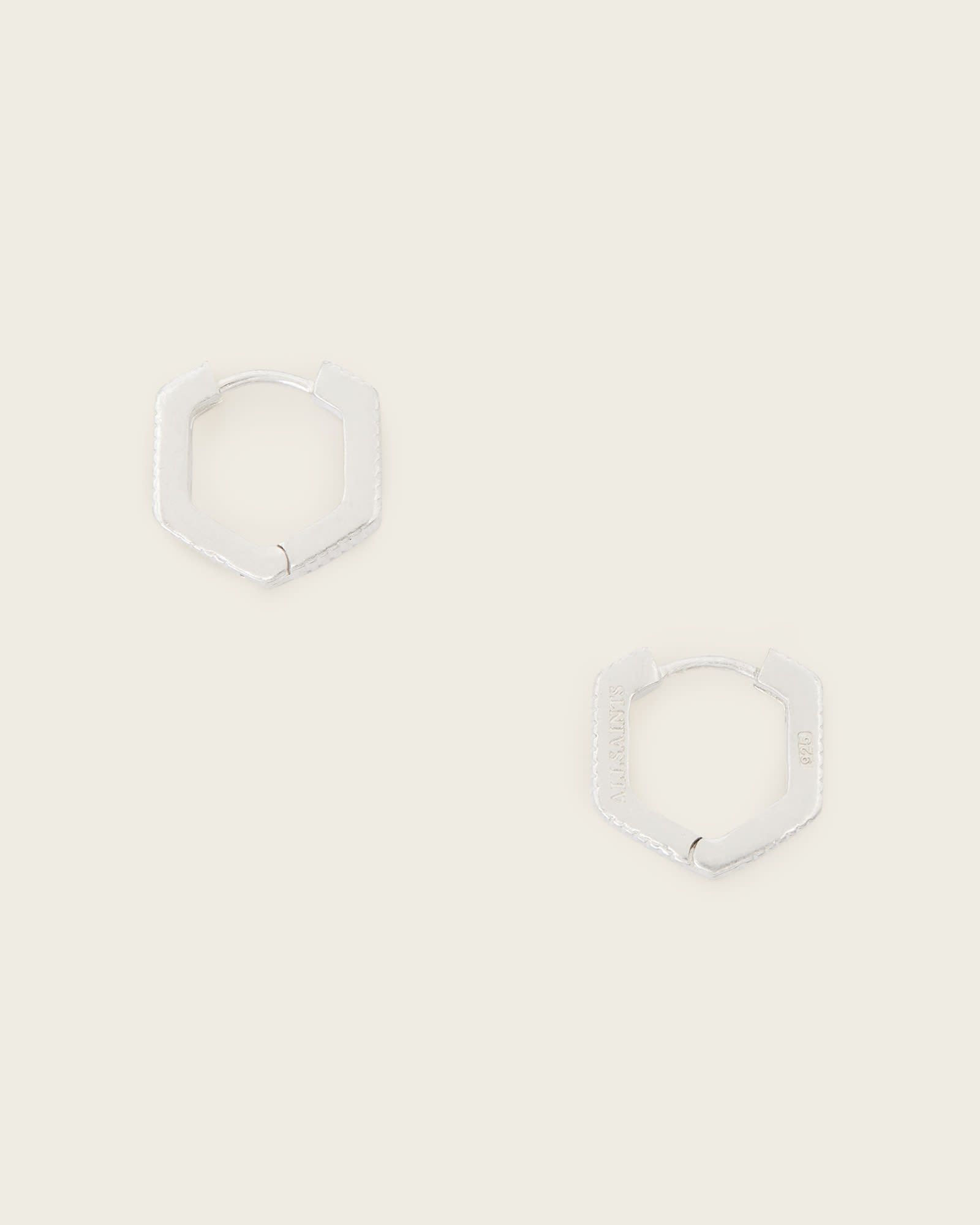 AllSaints Sterling Silver Otto Slim Hex Earrings, Size: One Size