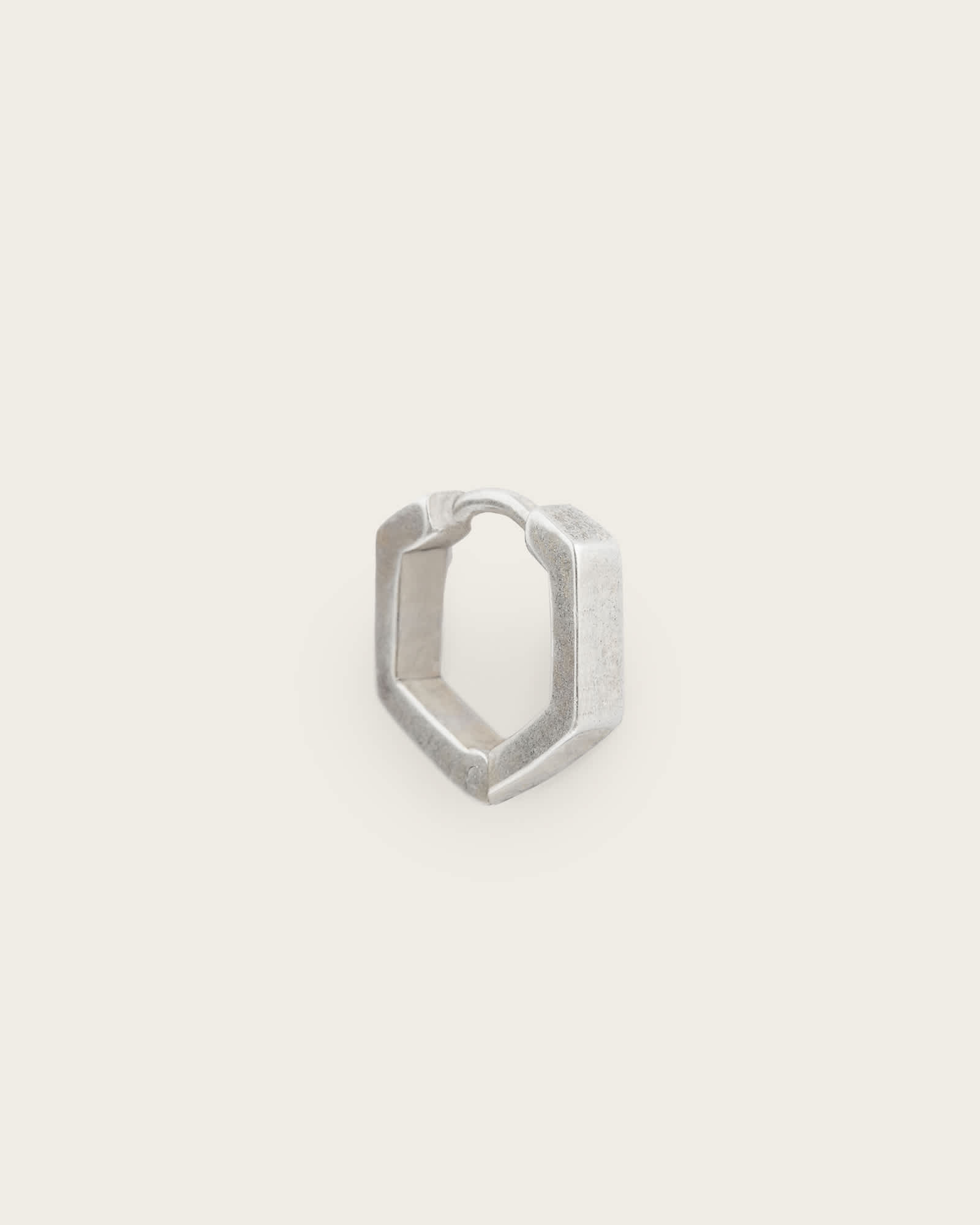 AllSaints Men's Sterling Silver Hex Hoop Earring, Size: 12x2.5mm
