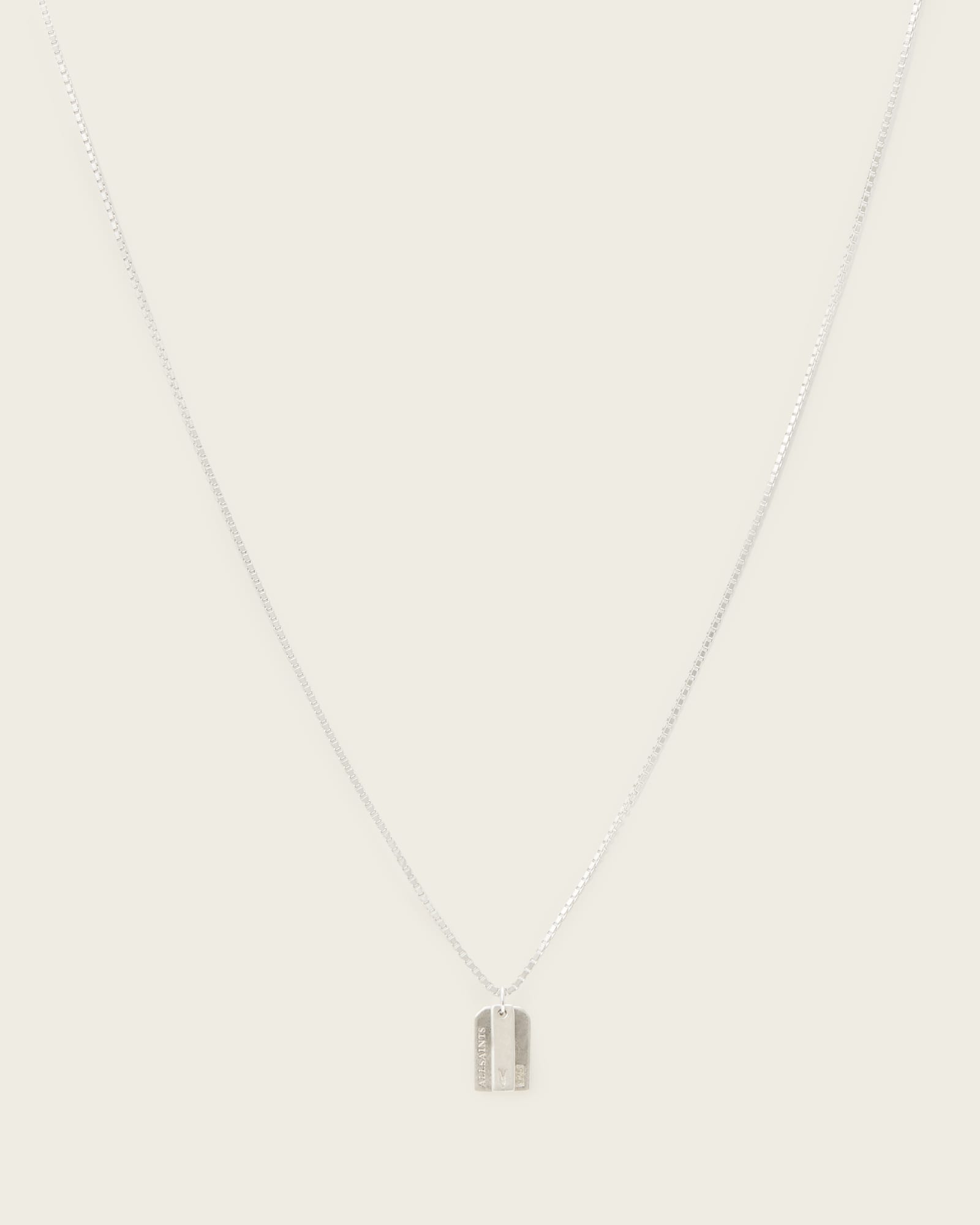 AllSaints Sterling Silver Leor Chain Tag Necklace, Size: One Size