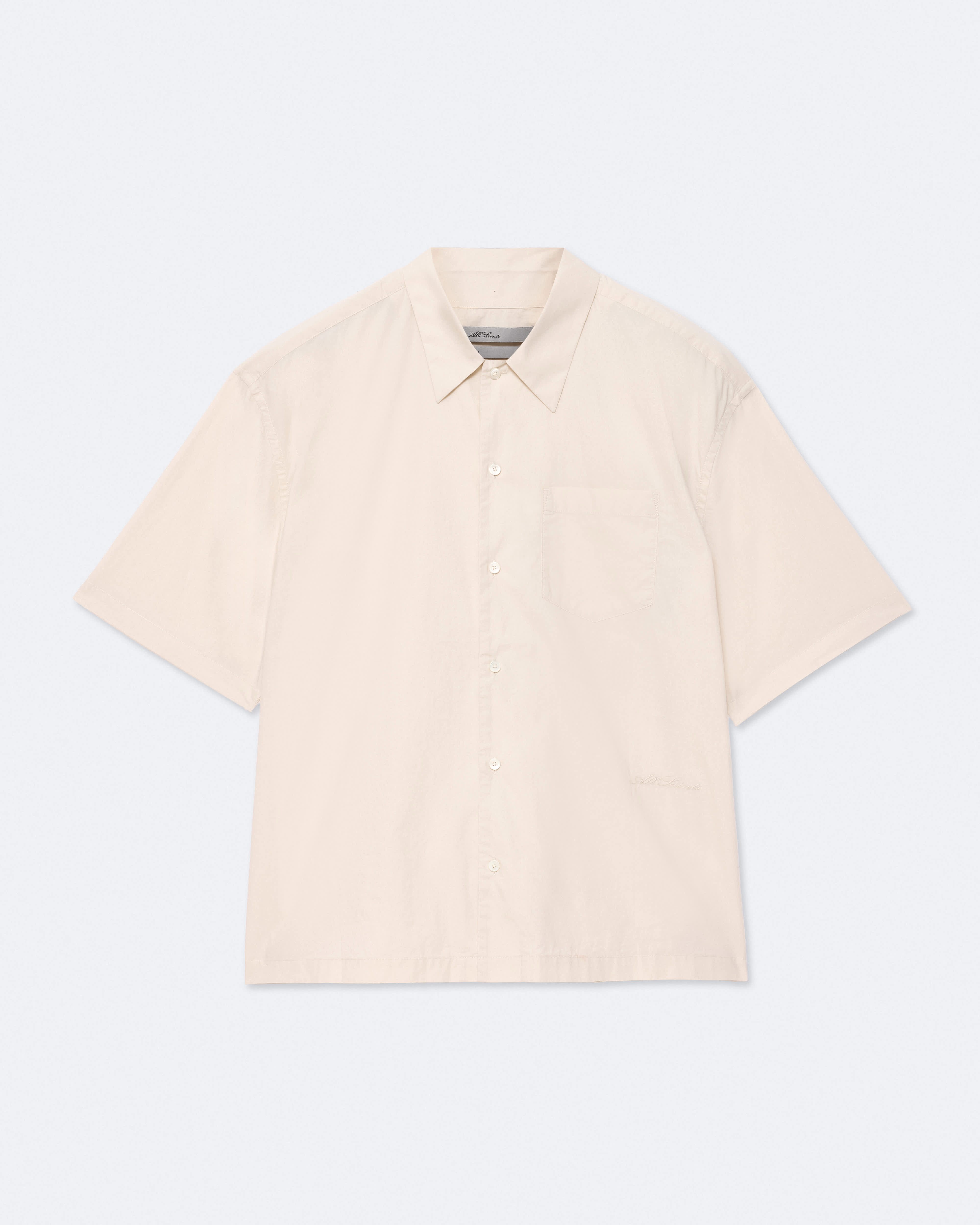 Allsaints Herren Weiß Men's Maddox Oversized Cotton-Poplin Shirt Size Xl