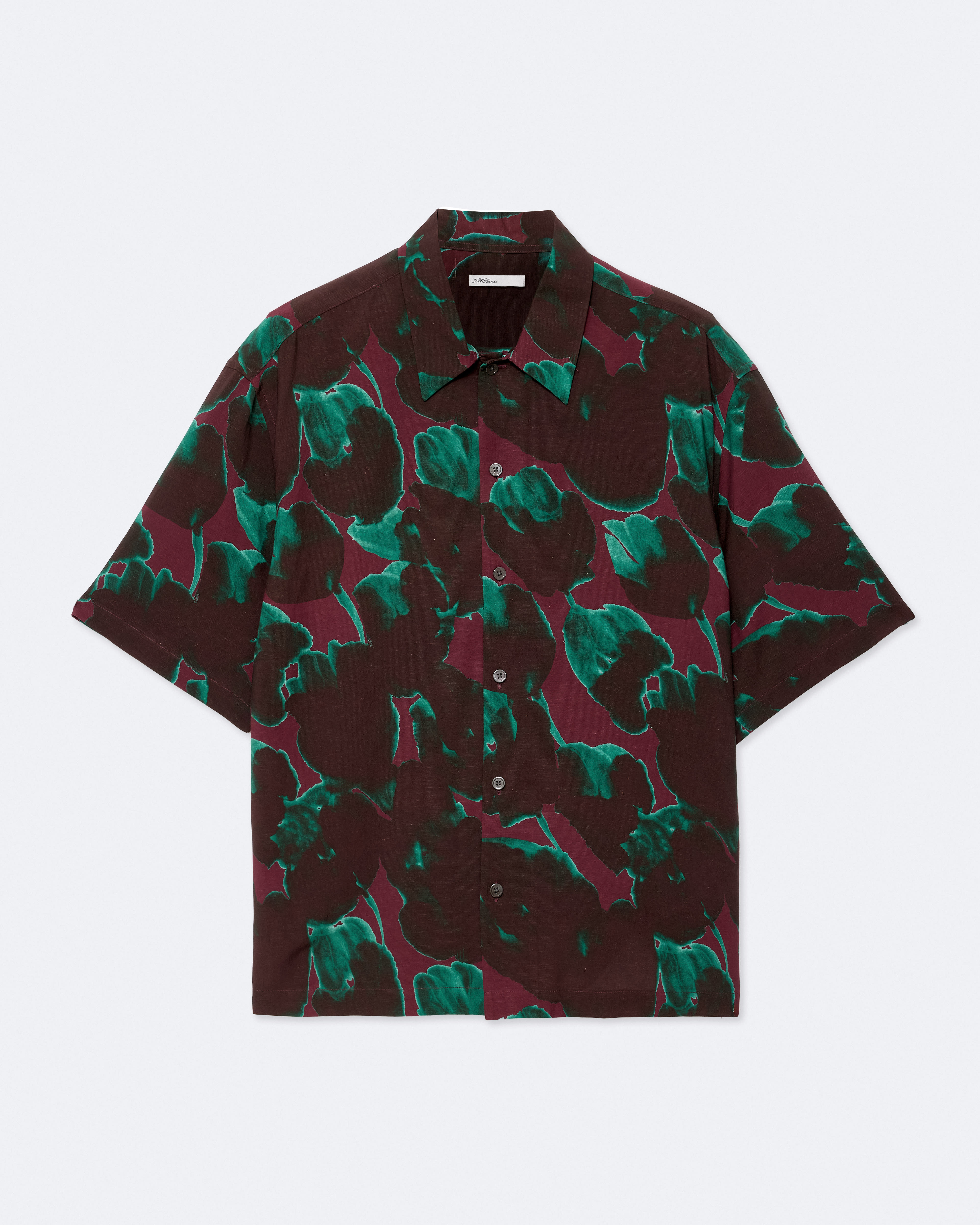 AllSaints Men's Tulip Oversized Floral-Print Shirt, Red/green, Size: XL