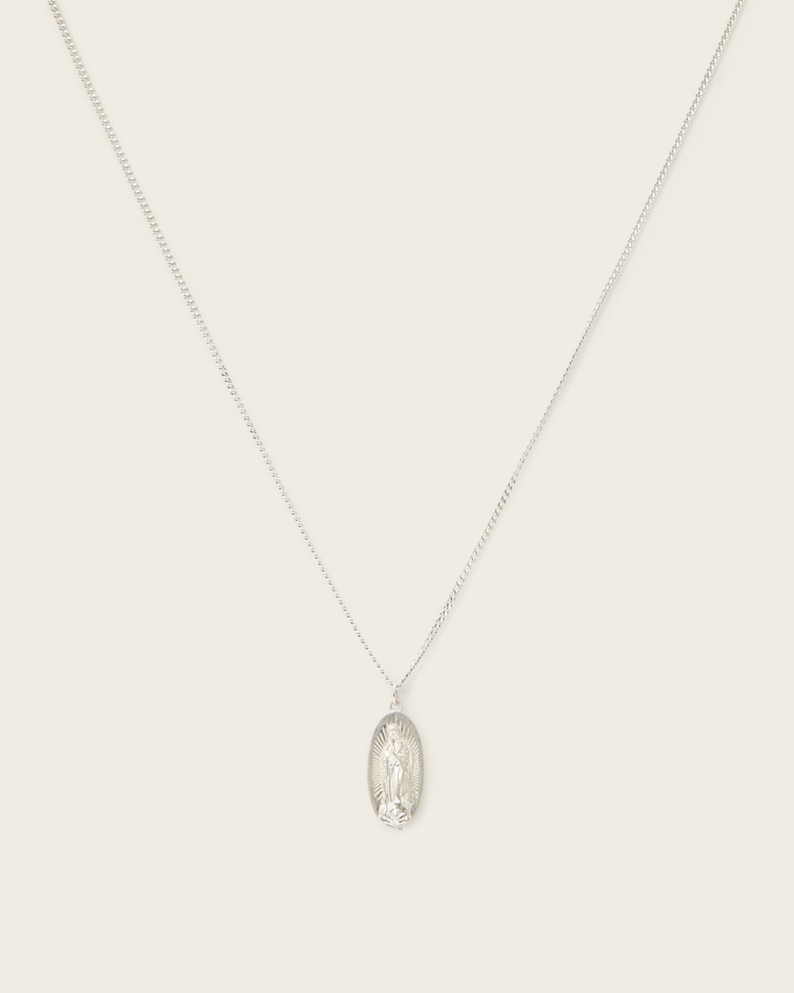 AllSaints Sterling Silver Saint Pendant Necklace, Size: One Size