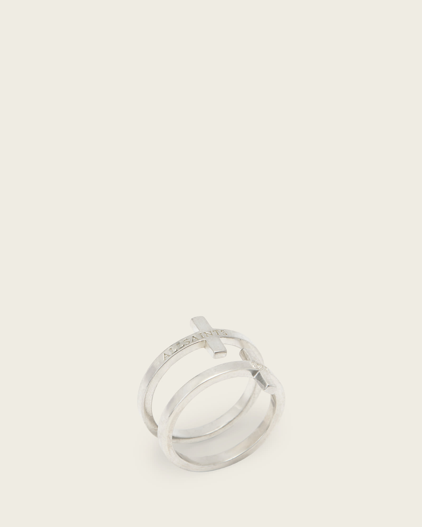 AllSaints Gabe Sterling Silver Cross Rings