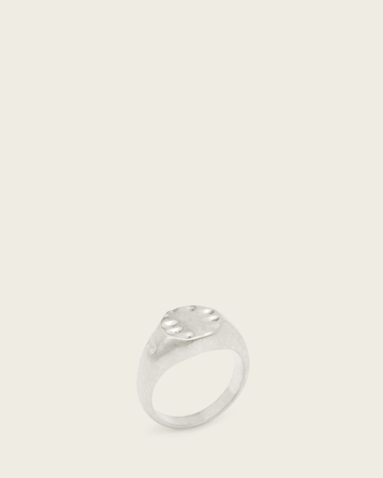 AllSaints Sterling Silver Jake Oval Textured Signet Ring, Size: S