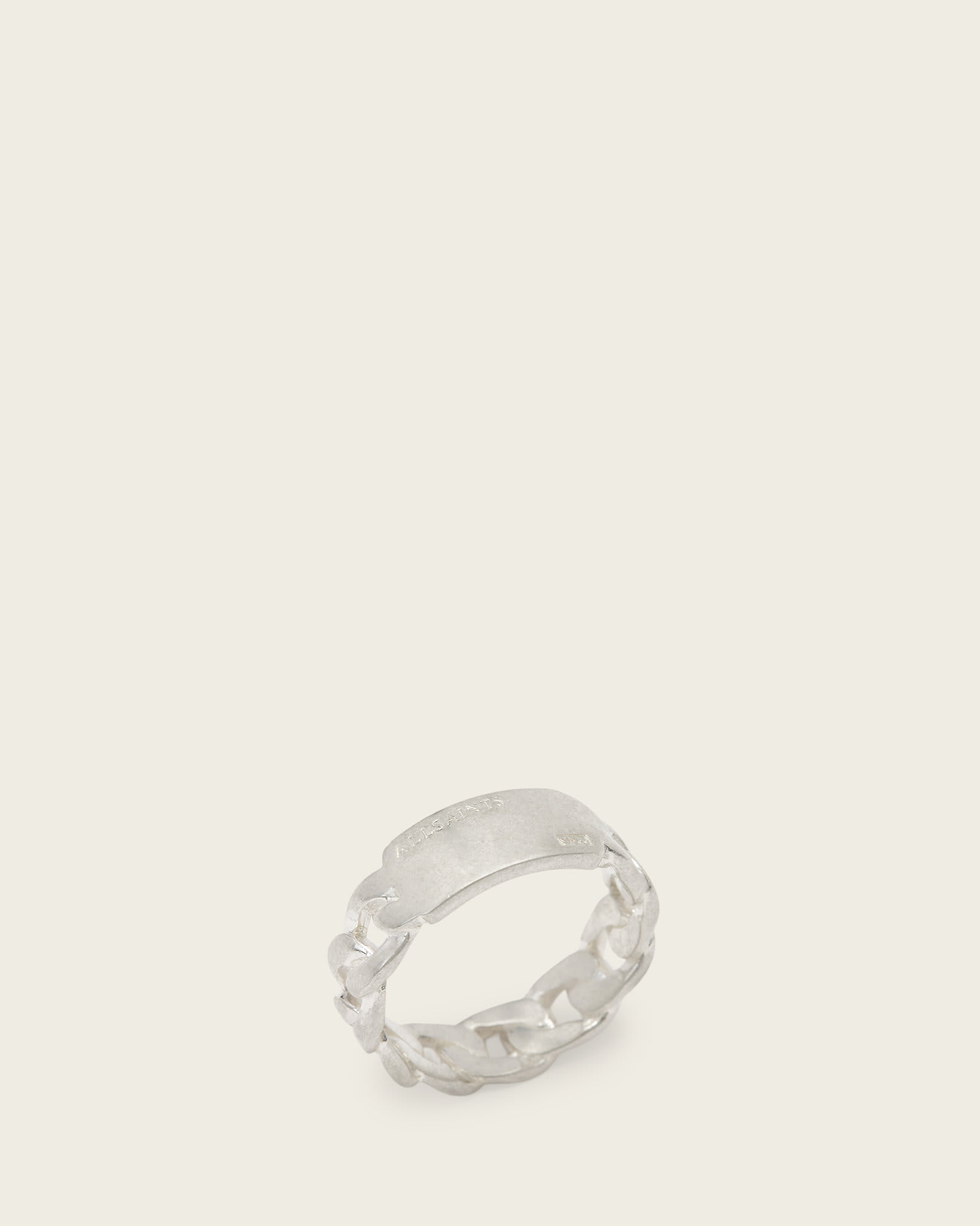 AllSaints Sterling Silver Perrie Plate Ring, Size: S