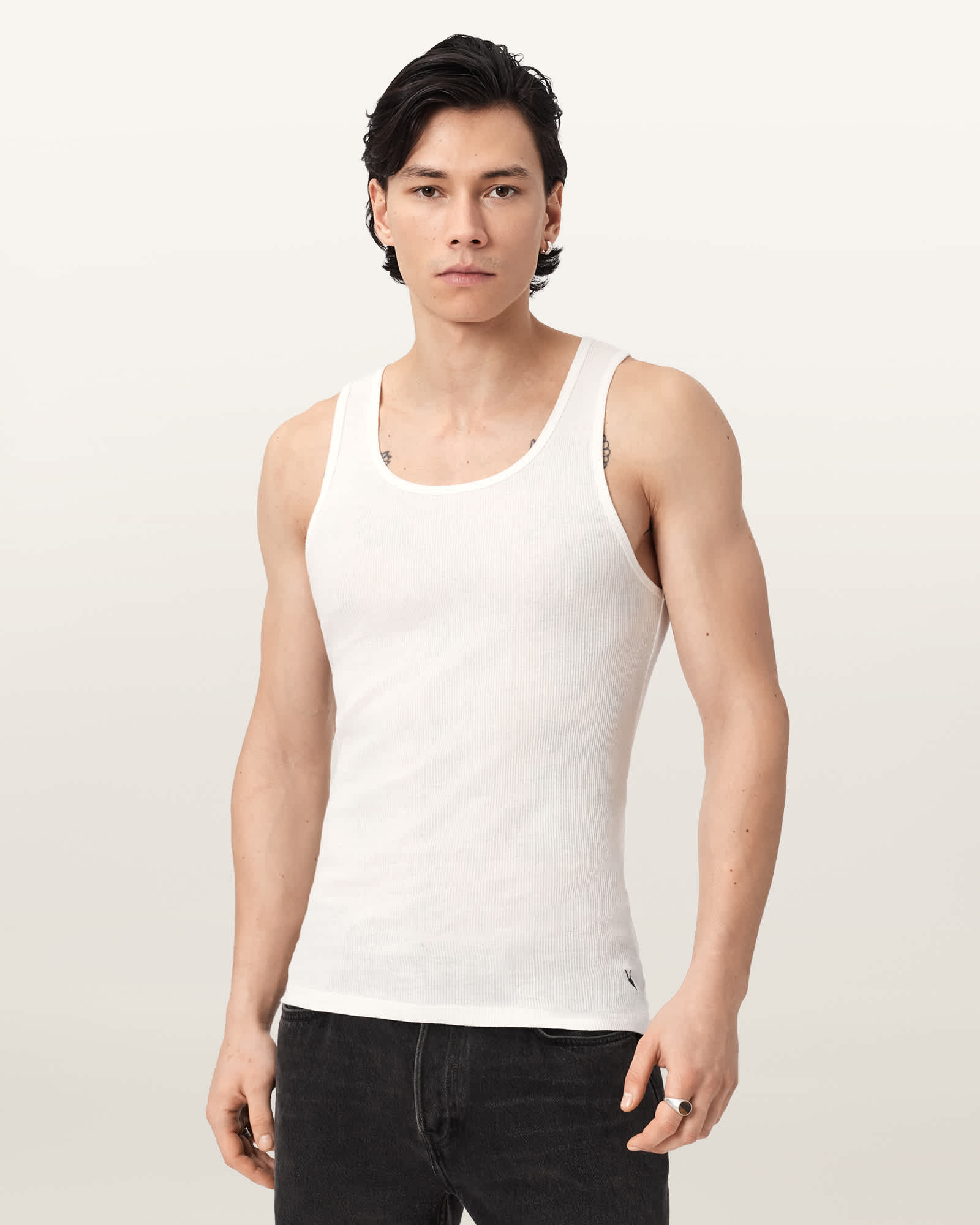 AllSaints Men's Ribbed Cotton Vest 2 Pack