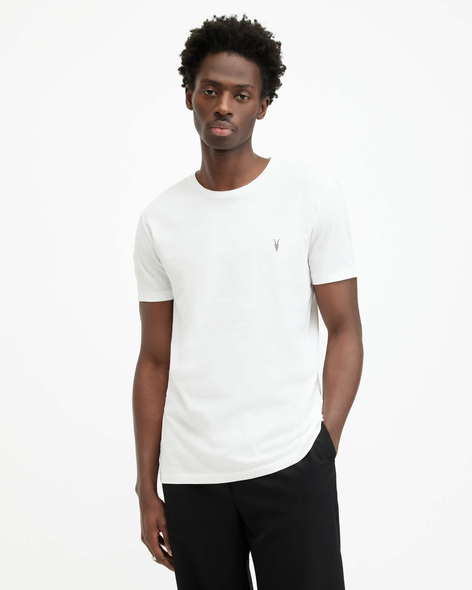 Allsaints Men's White Tonic Crew Neck Slim Ramskull T-Shirt - Size  Xxl