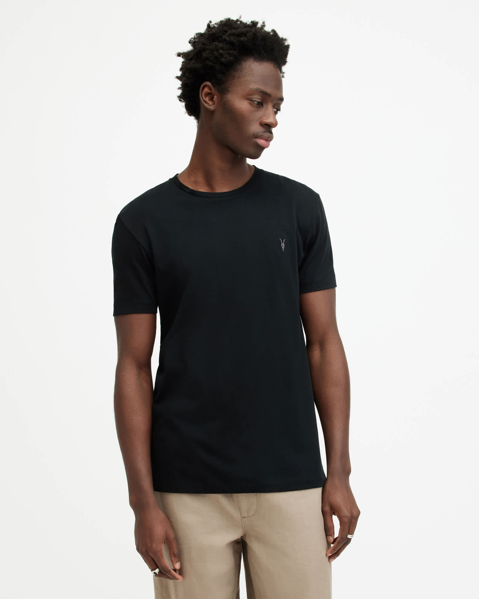 Allsaints Men's Black Tonic Crew Neck Slim Ramskull T-Shirt - Size  Xxl
