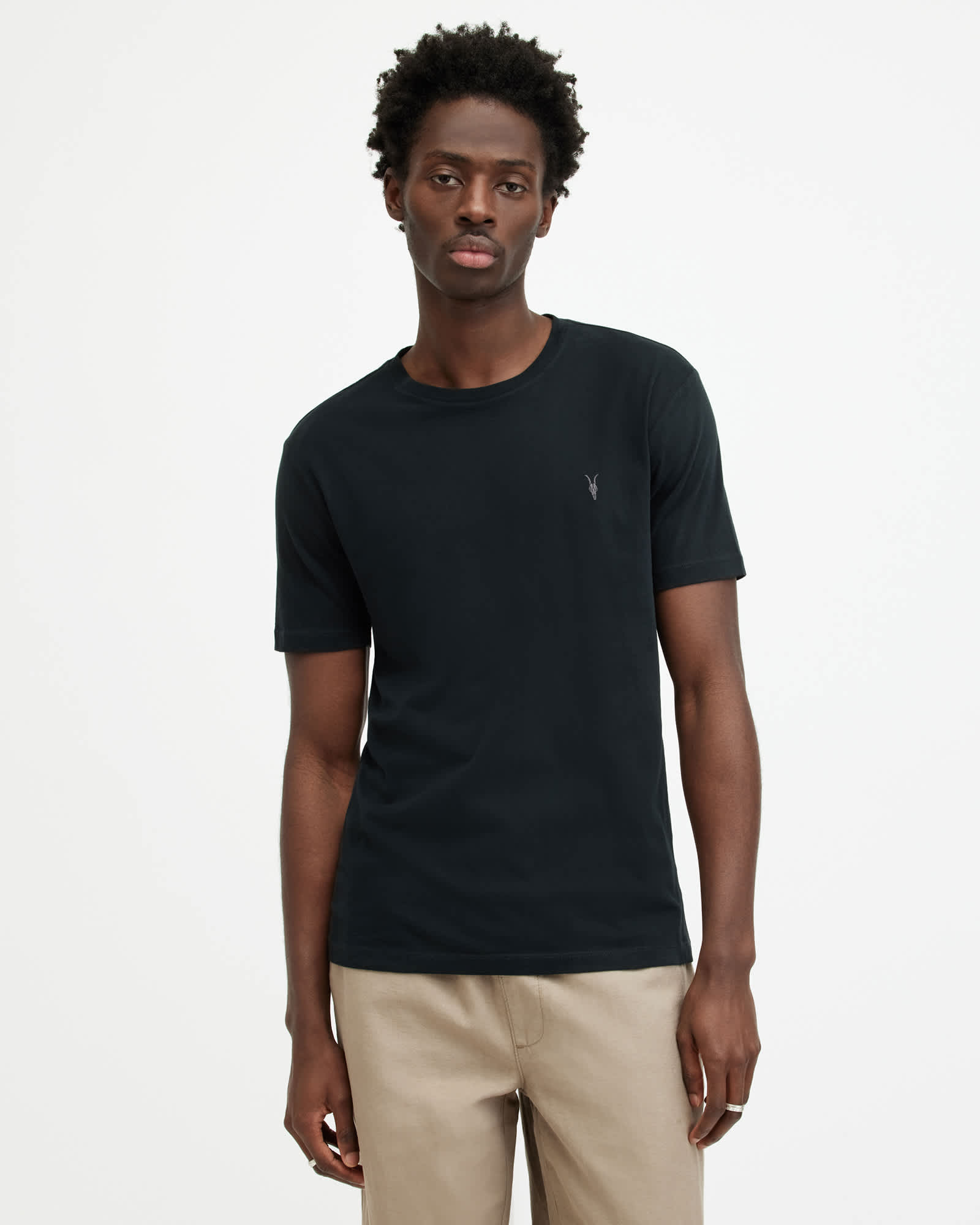 Allsaints Men's Black Brace Brushed Cotton Crew Neck T-Shirt - Size  Xxl