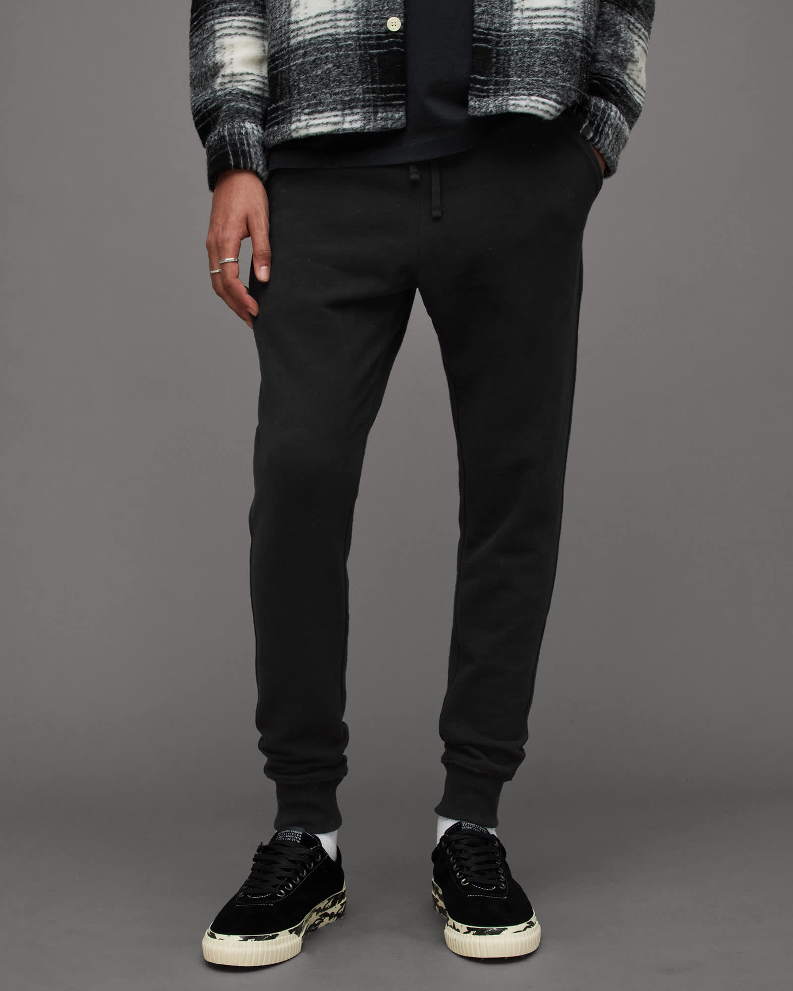 Allsaints Men's Black Raven Cuffed Slim Fit Ramskull Sweatpants - Size  Xxl
