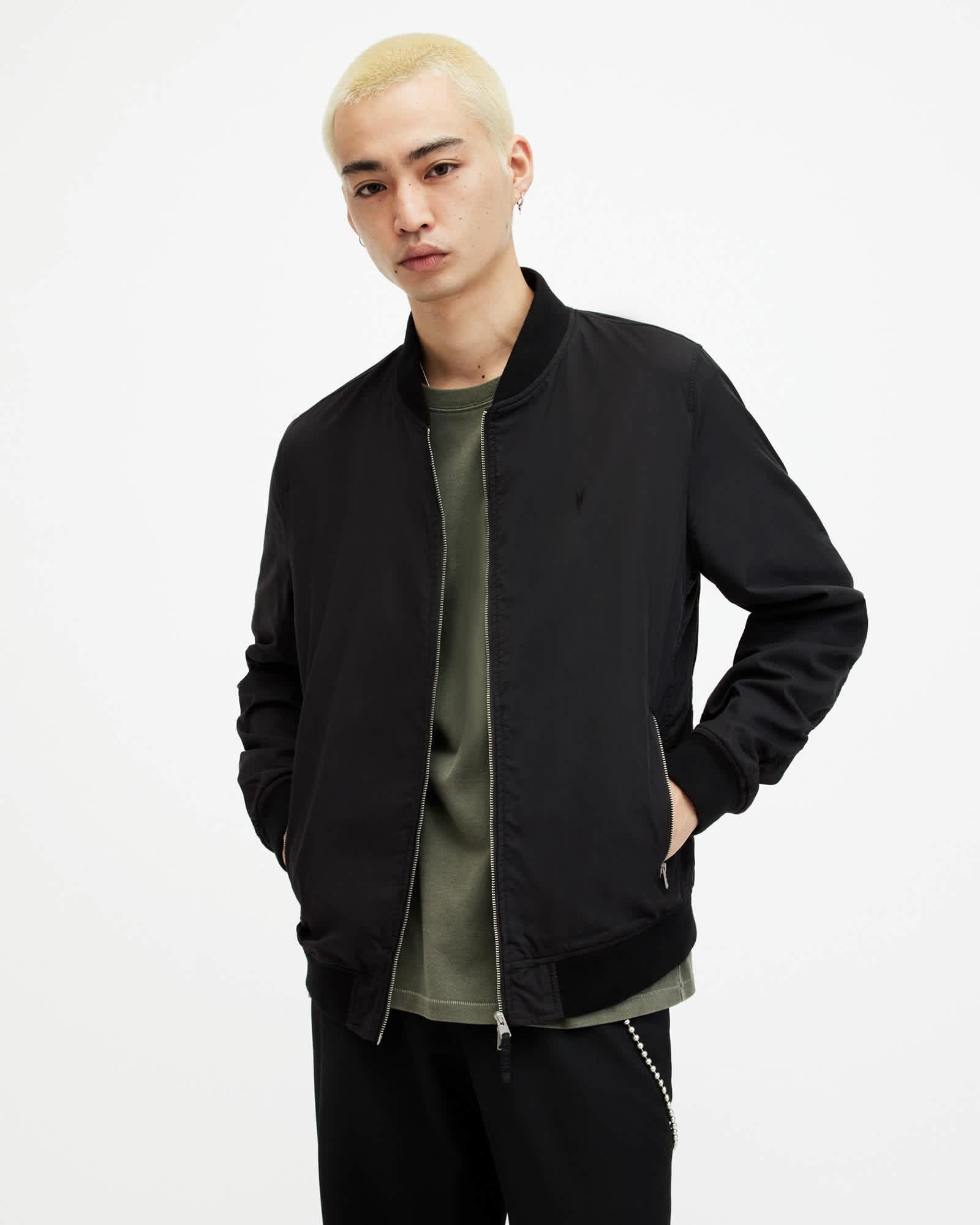 Allsaints Men's Black Bassett Ramskull Bomber Jacket - Size  Xxl