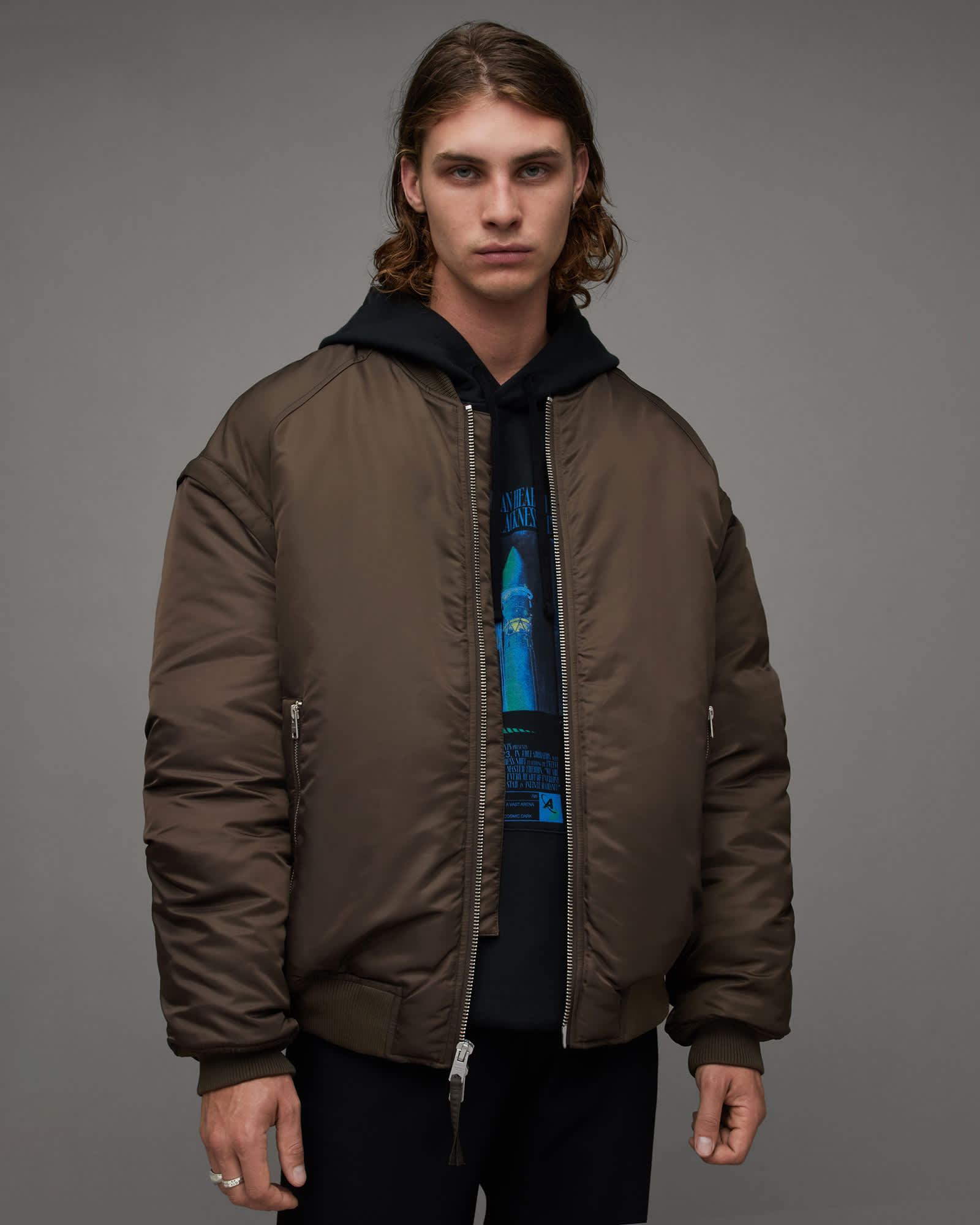 Allsaints Men's Akio 2-In-1 Recycled Quilt Bomber Jacket - Size  Xxl