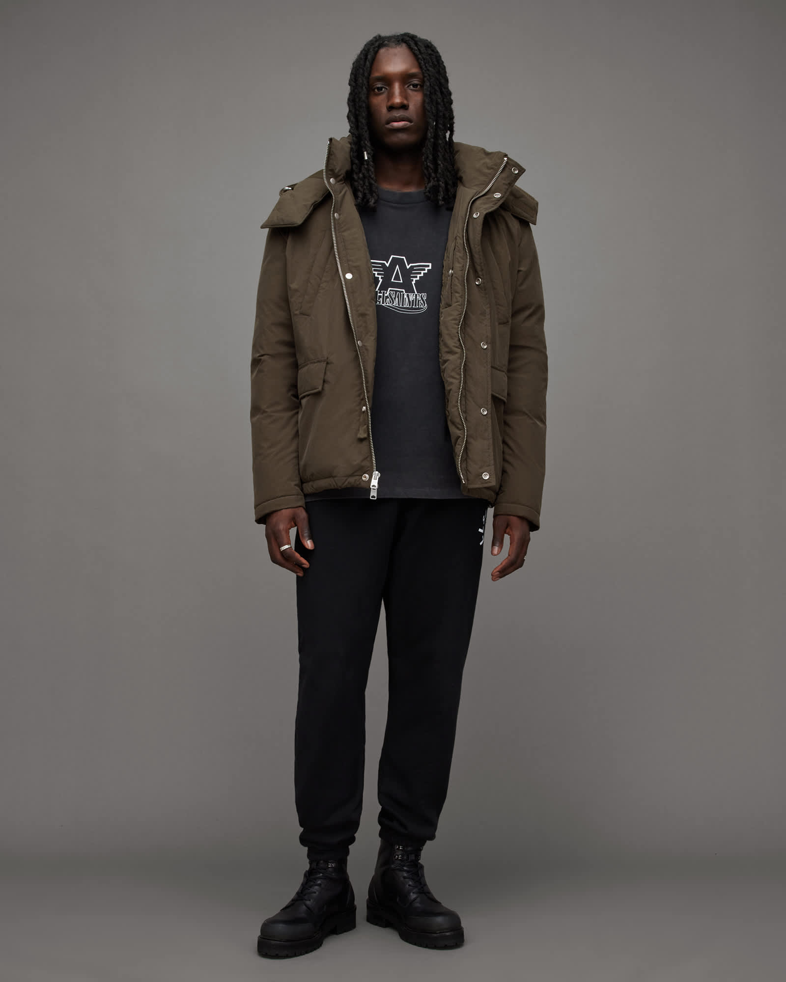Allsaints Men's Chalk Hooded Relaxed Fit Jacket - Size  Xxl