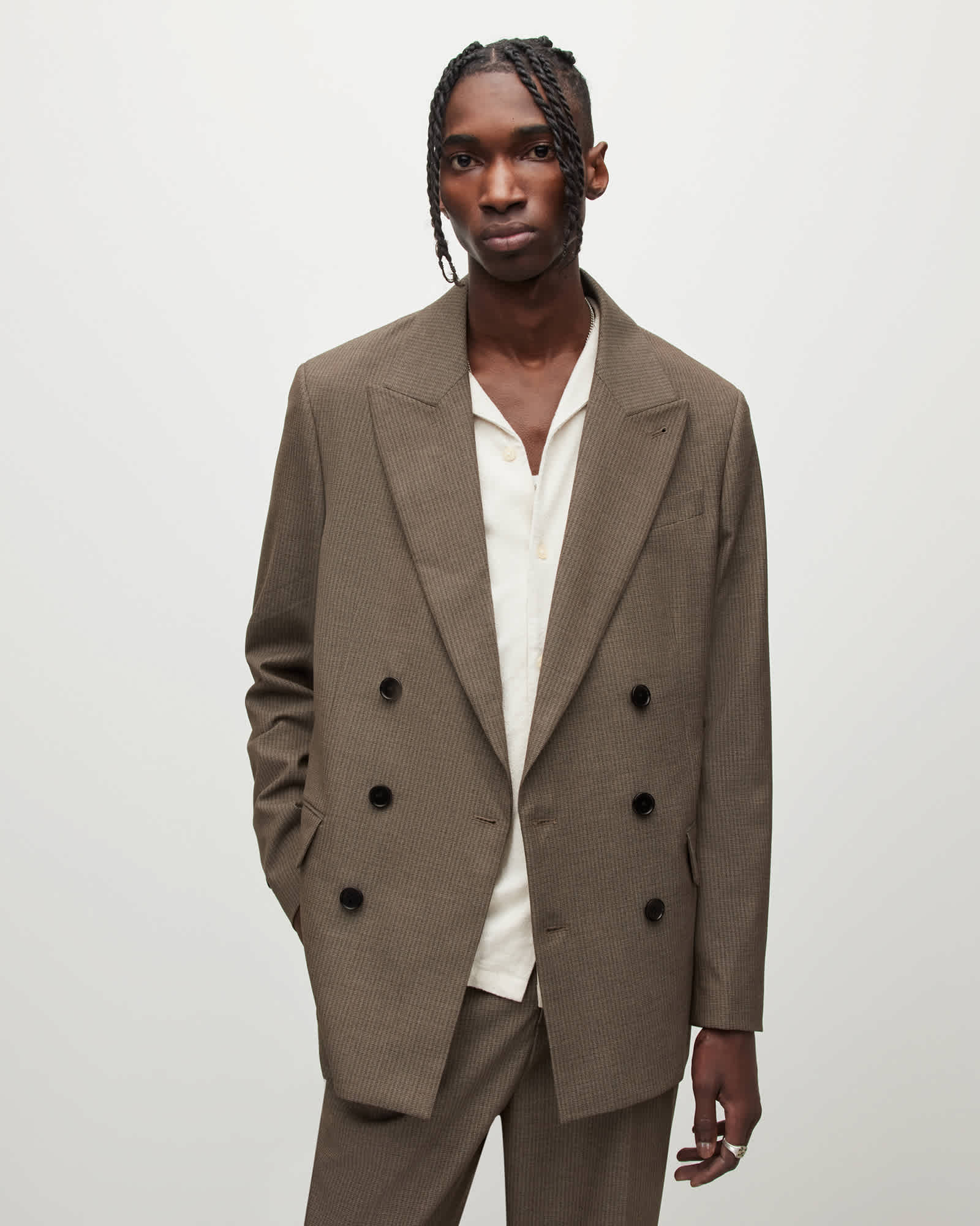 Allsaints Men's Dante Double Breasted Relaxed Blazer - Size  42