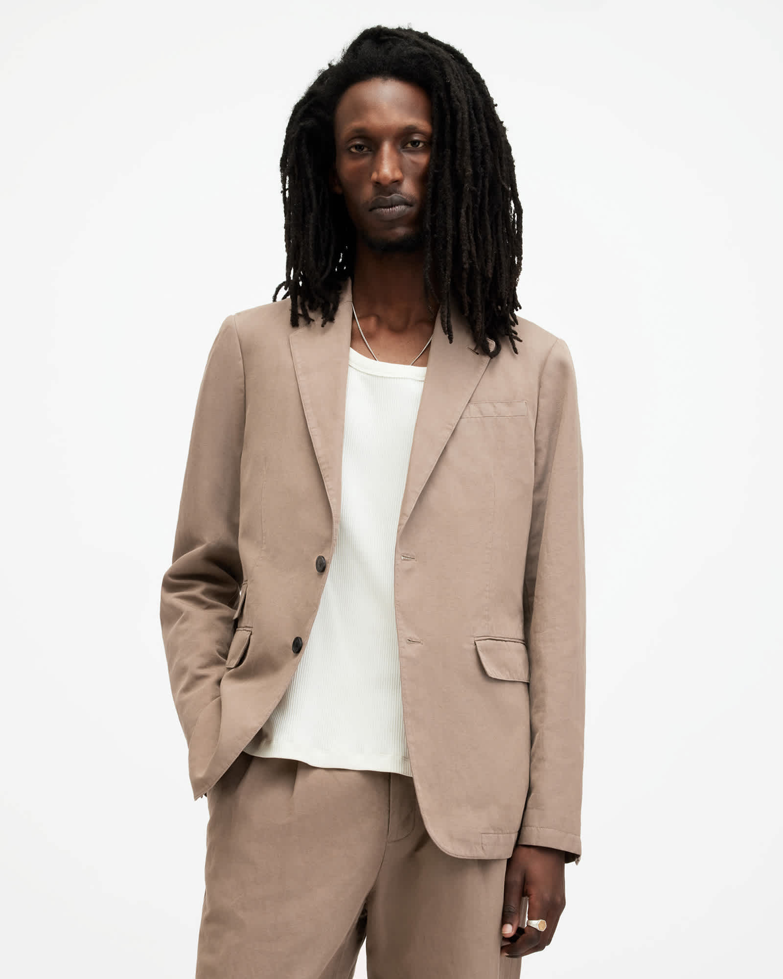 AllSaints Men's Cotton/Linen Sainte Linen Blend Blazer, Size: 36
