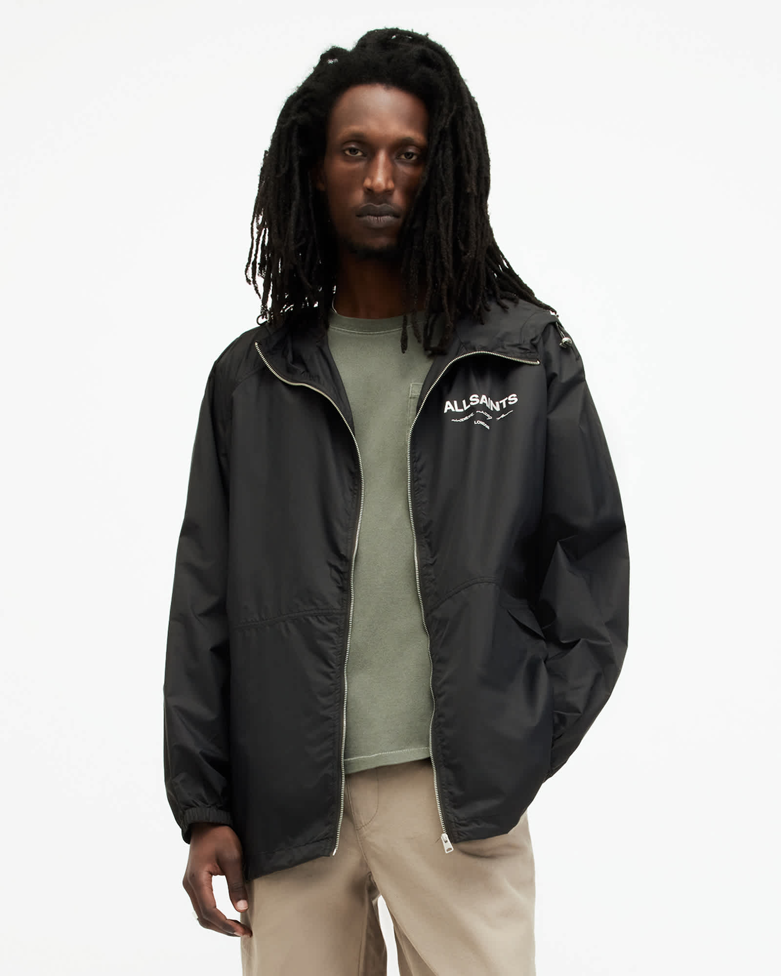 AllSaints Men's Underground Logo Oversized Hood Jacket