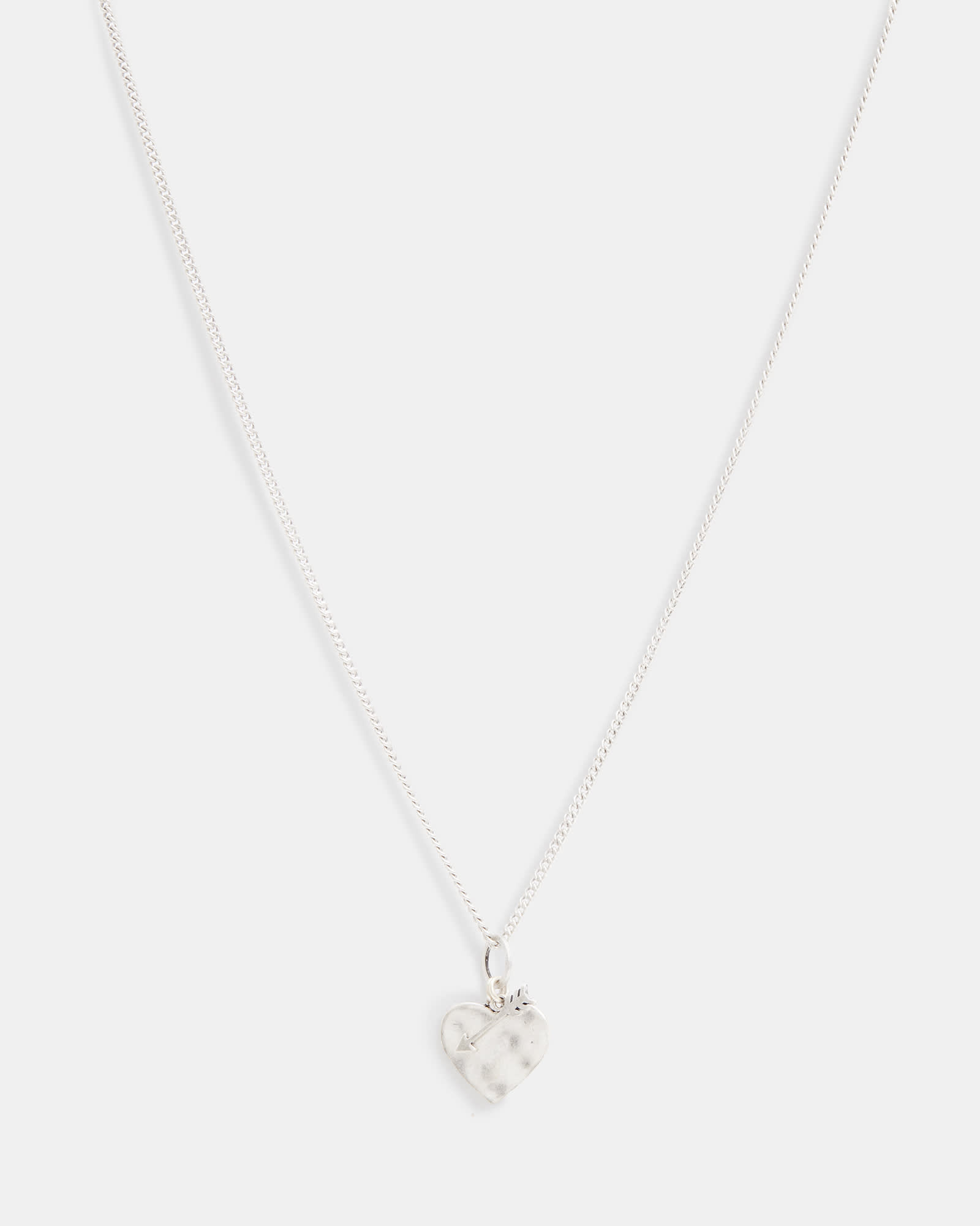 Allsaints Men's Silver Heart Arrow Sterling Necklace, One Size