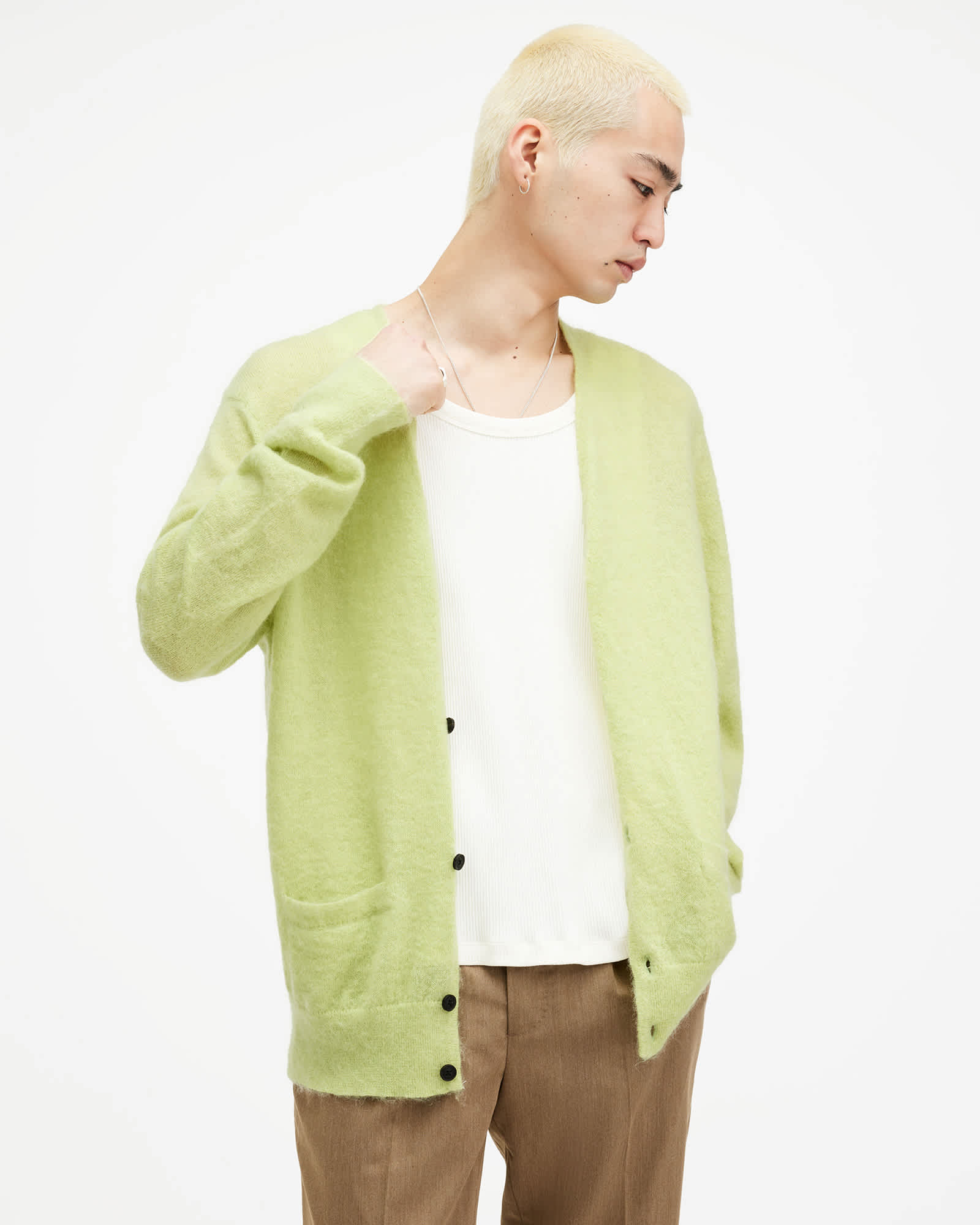 AllSaints Men's Kennedy V-Neck Brushed Cardigan