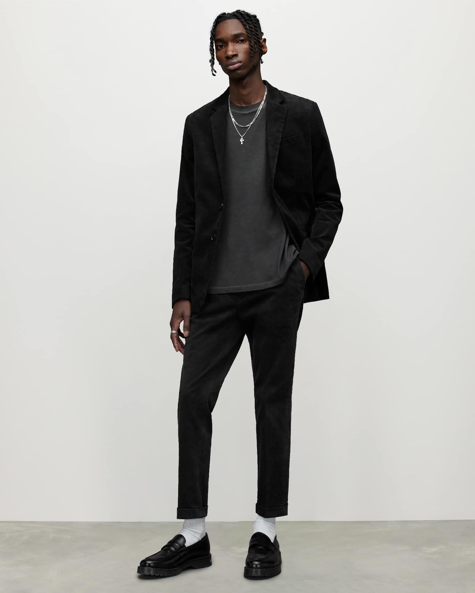 Allsaints Men's Kiels Mid-Rise Slim Fit Cropped Trousers - Size  28