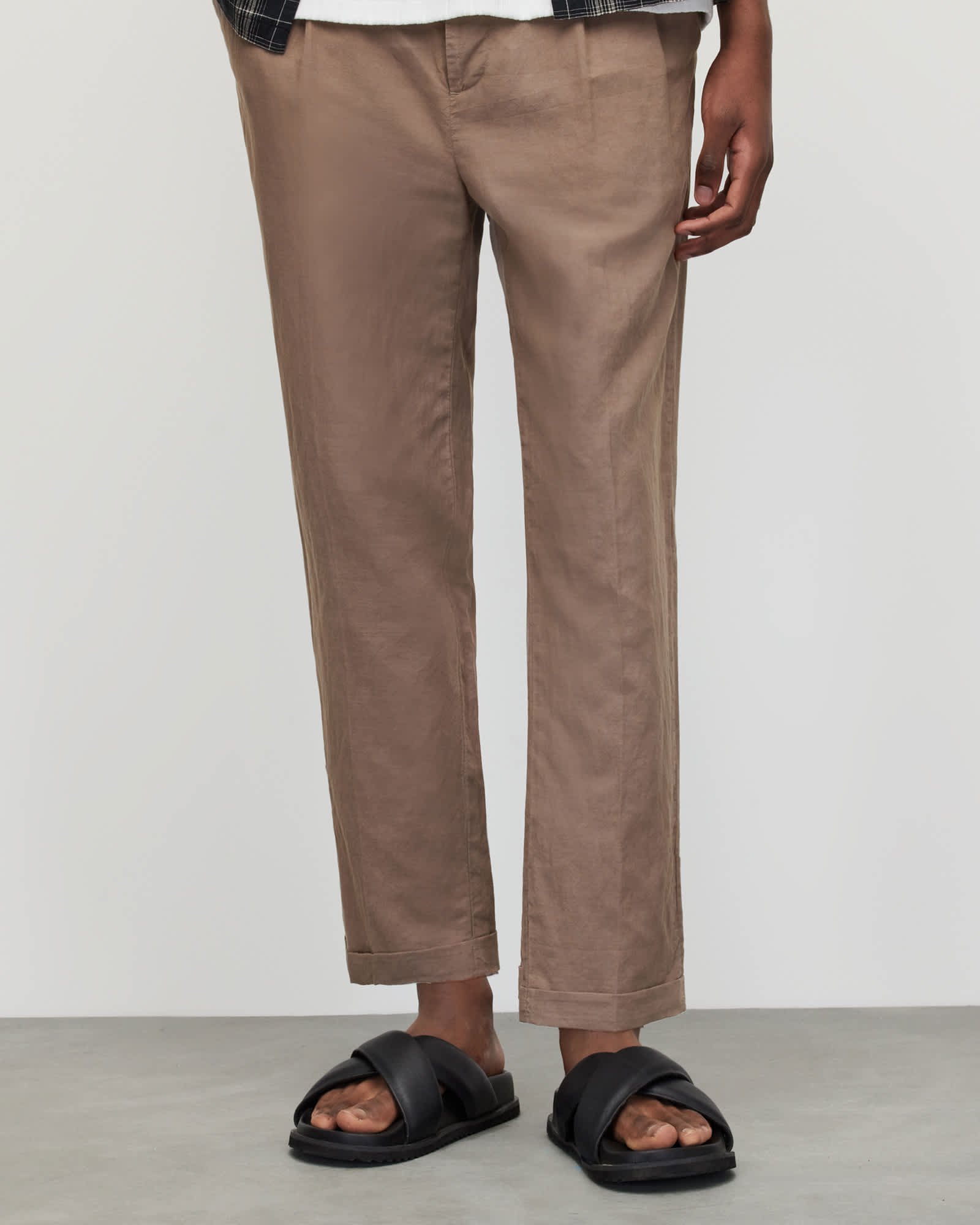 Allsaints Men's Envira Linen Blend Cropped Trousers - Size  28
