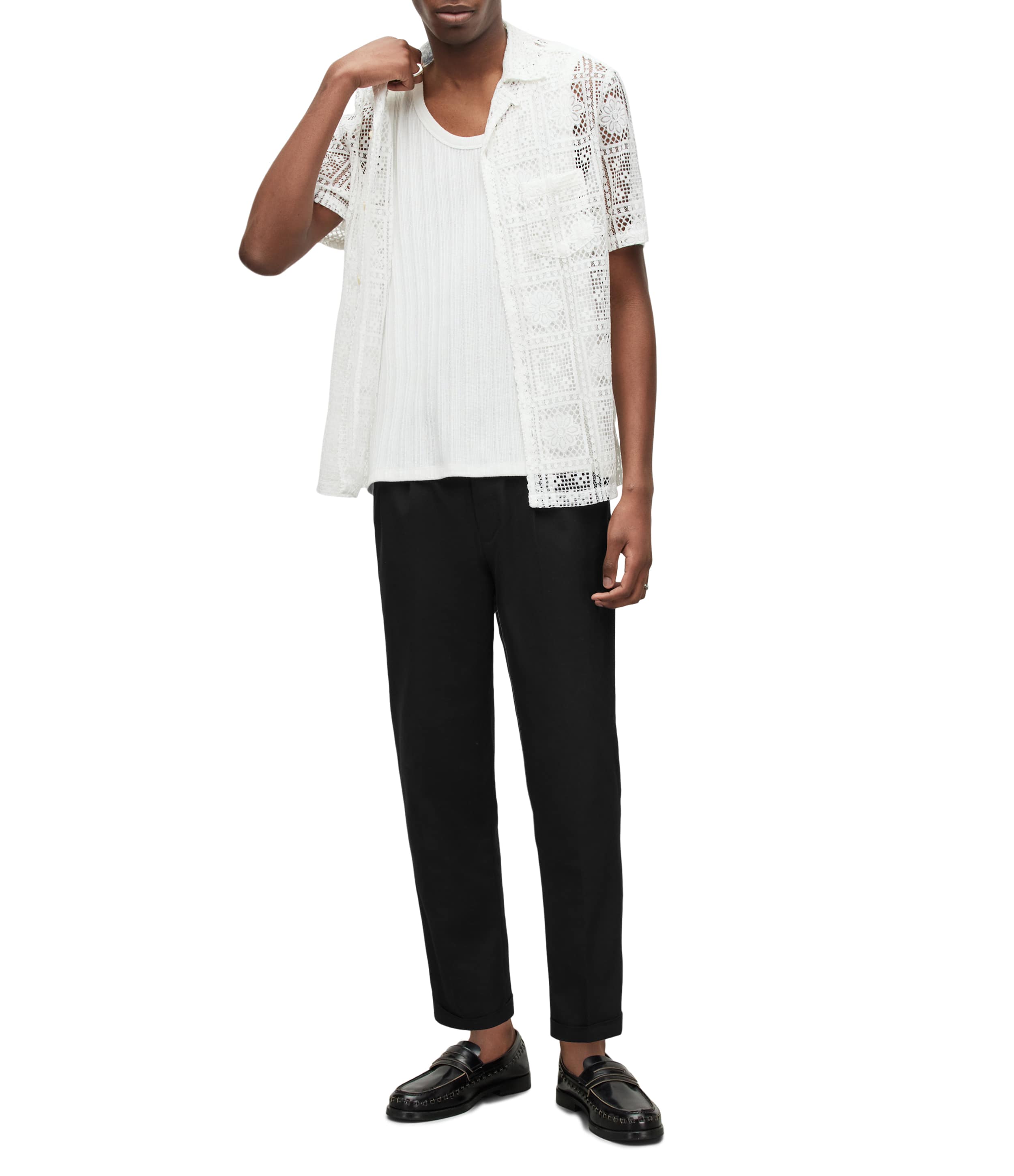 Allsaints Tallis Cropped Slim Trousers In Multi