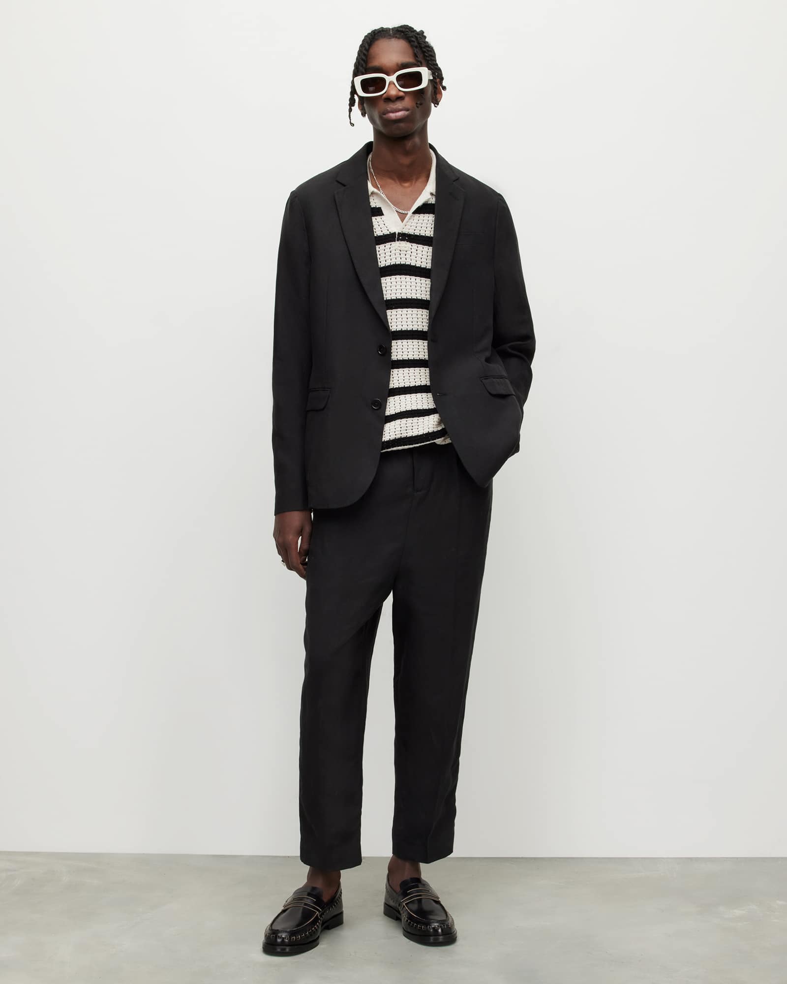 Allsaints Men's Pace Linen Blend Cropped Slim Trousers - Size  36
