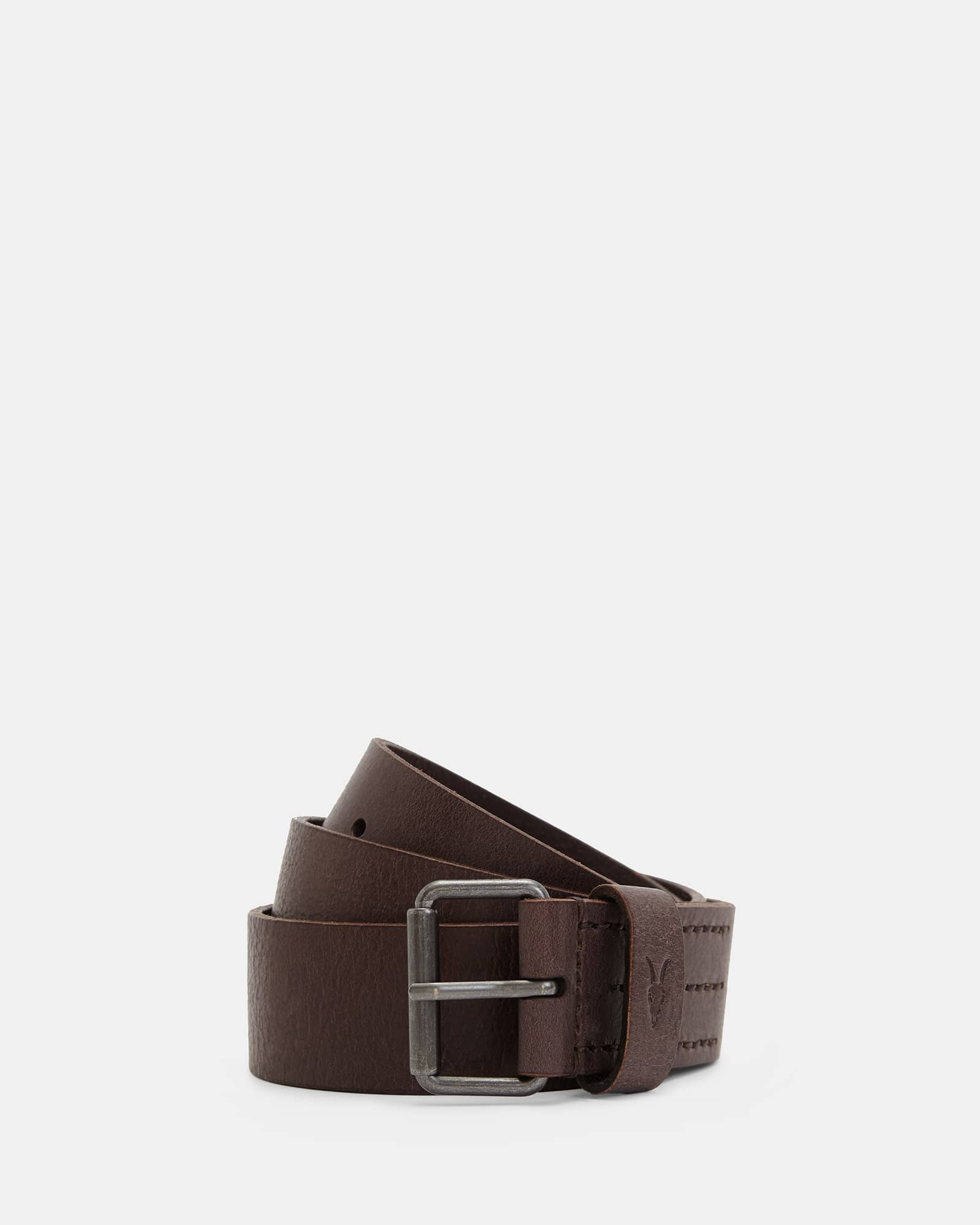 Allsaints Men's Brown Dunston Leather Embossed Belt - Size  38
