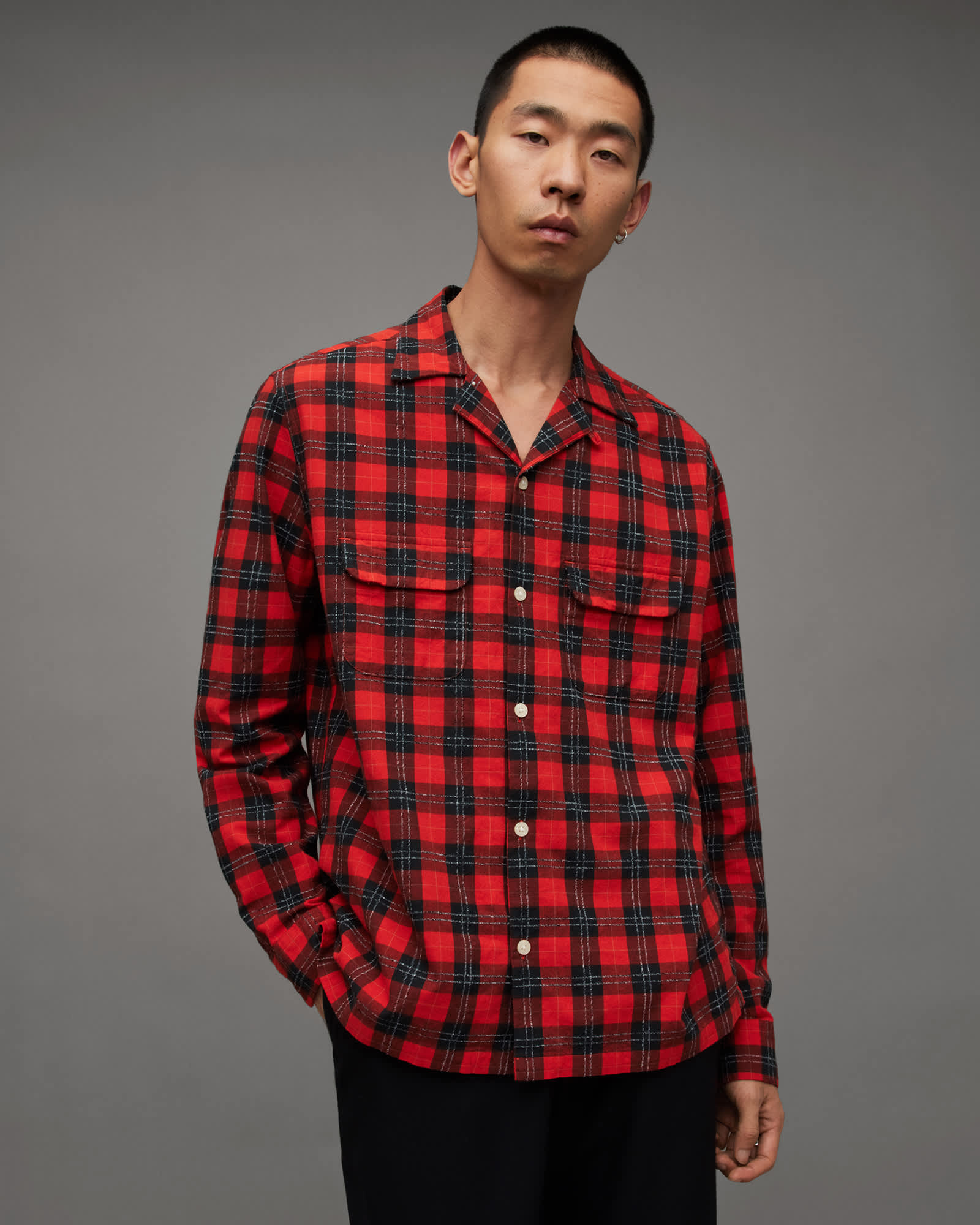Allsaints Men's Duane Checked Long Sleeve Relaxed Shirt - Size  M