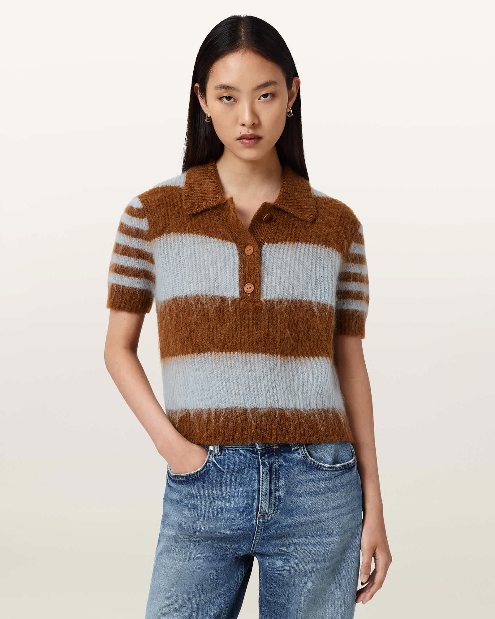 AllSaints Clem Wool Blend Polo