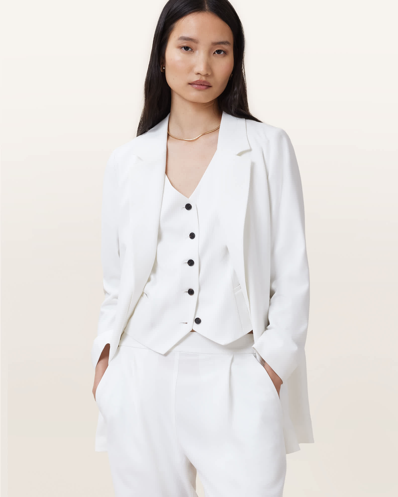 AllSaints Polyester Aleida Lightweight Tri Waistcoat